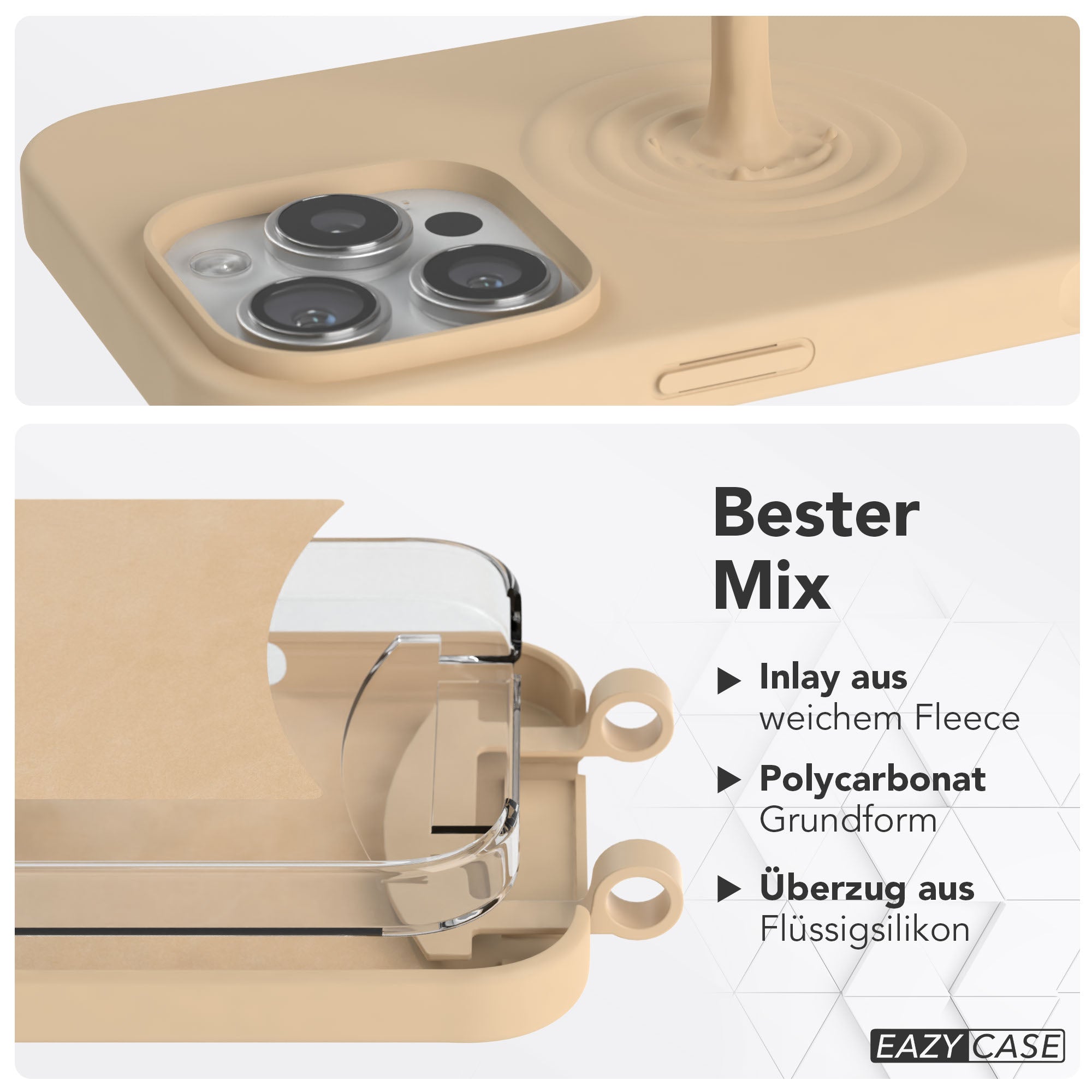 iPhone 16 Pro Max 2in1 Handykette mit abnehmbarem Boho Band Silikon 