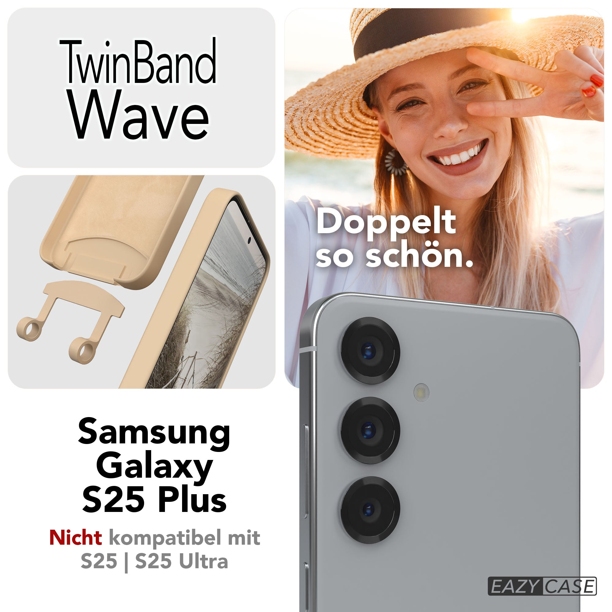 Samsung Galaxy S25 Plus 2in1 Handykette mit abnehmbarer Silikonhülle und Umhängeband 