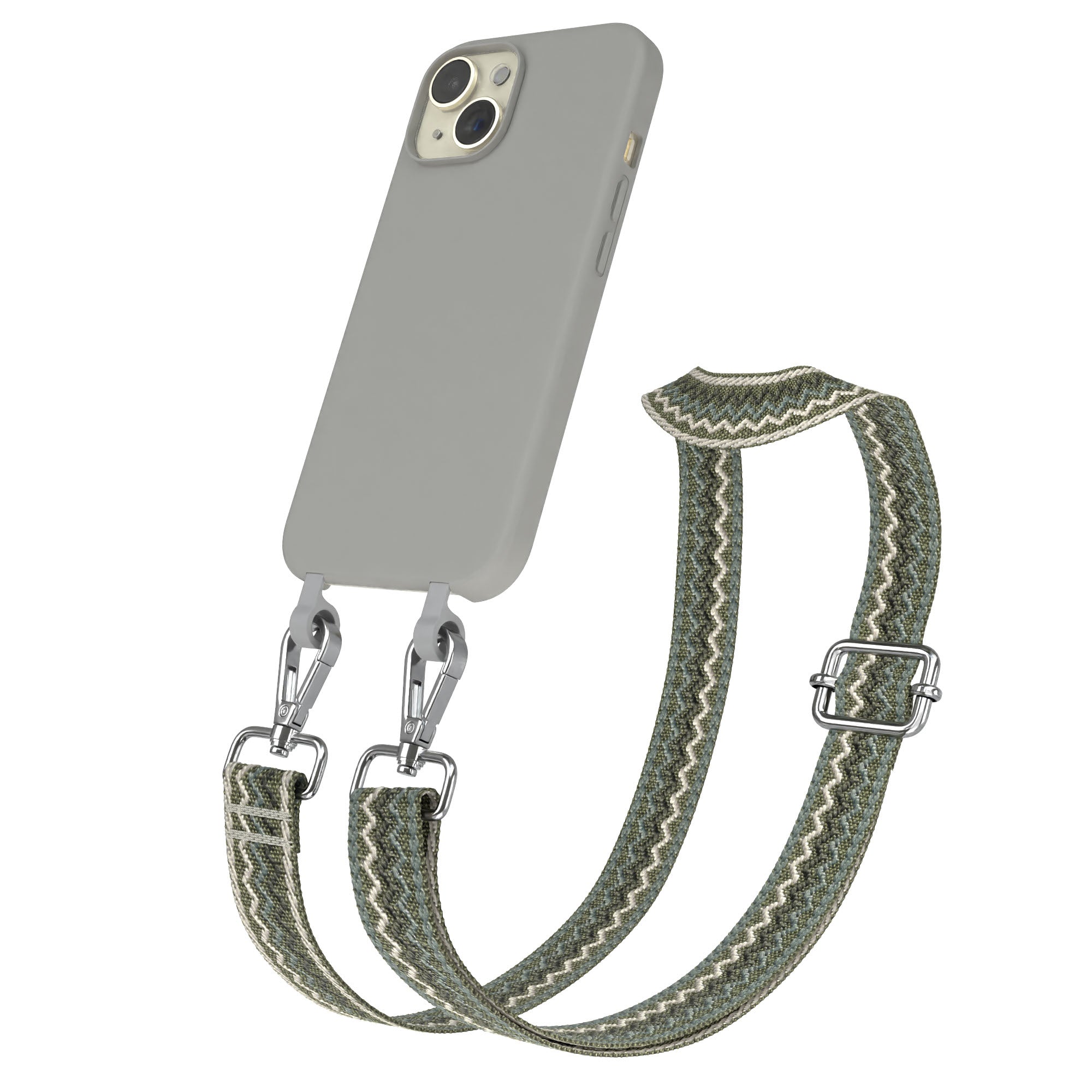 iPhone 15 2in1 Handykette mit abnehmbarem Band und Silikonhülle 