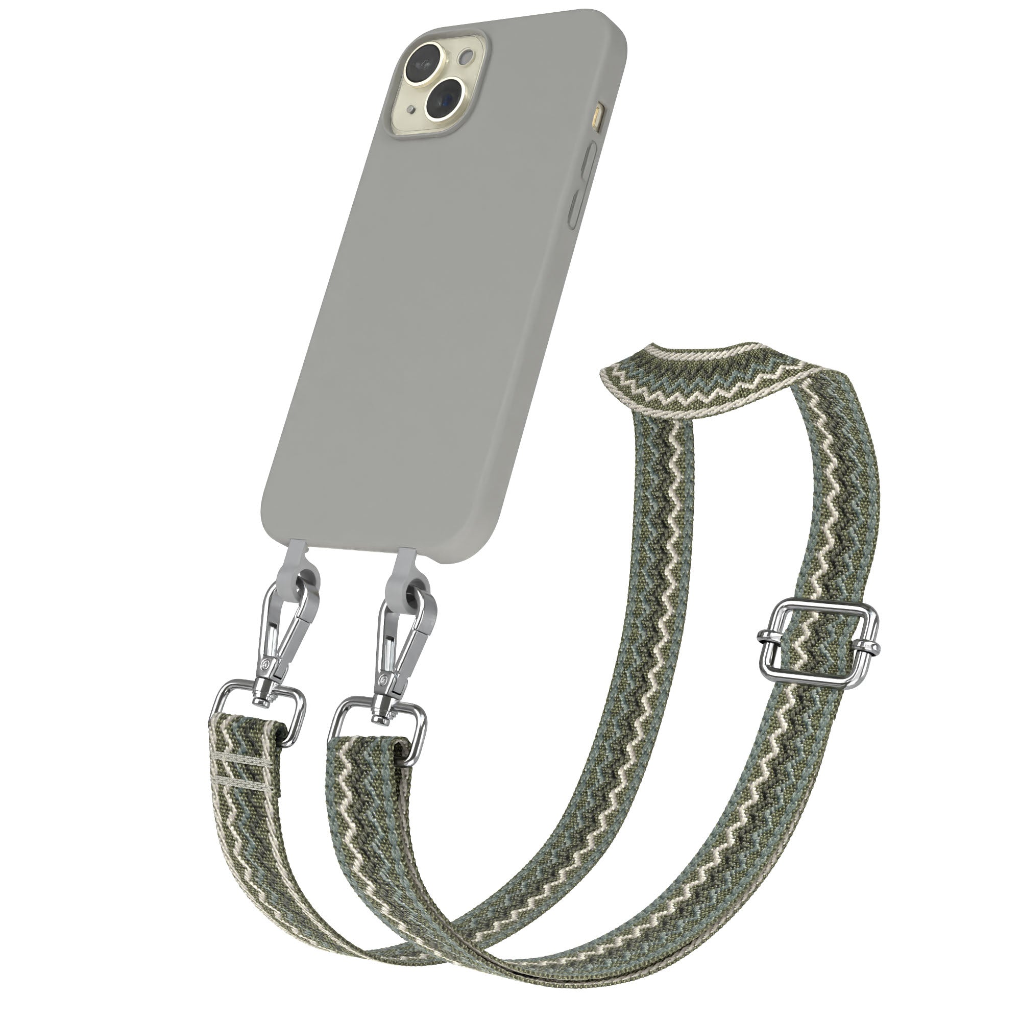 iPhone 15 Plus 2in1 Handykette mit abnehmbarer Silikonhülle 