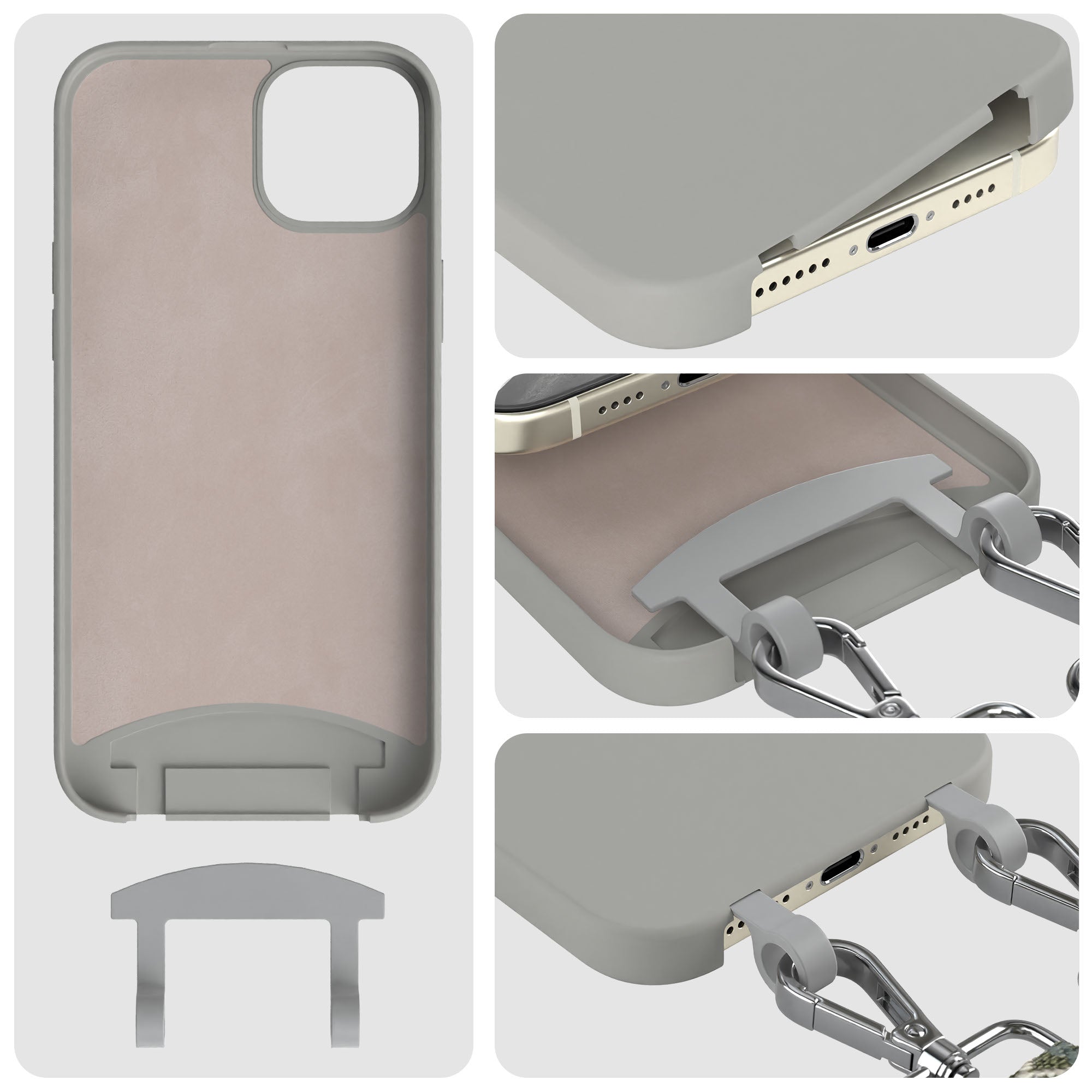 iPhone 15 Plus 2in1 Handykette mit abnehmbarer Silikonhülle 