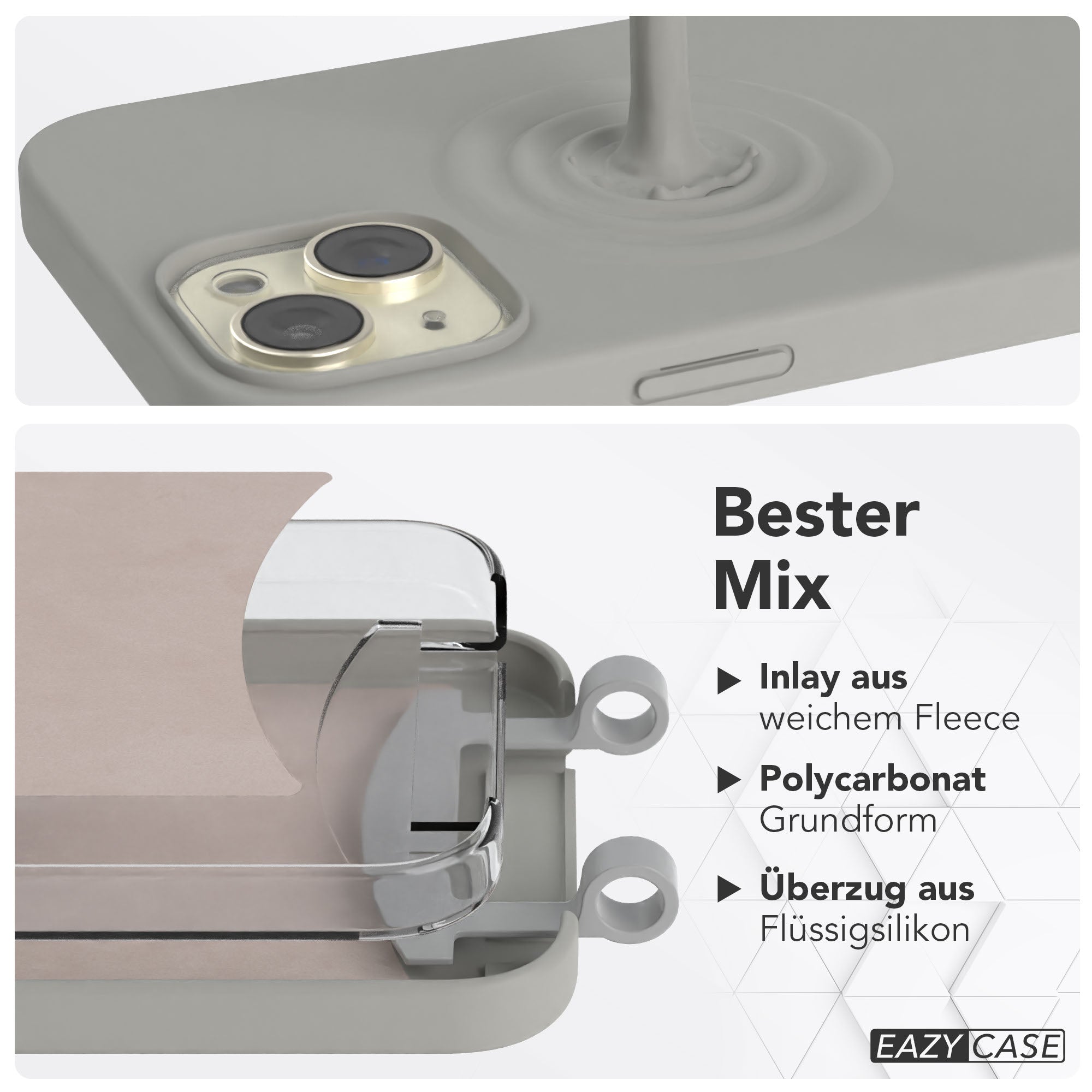 iPhone 15 Plus 2in1 Handykette mit abnehmbarer Silikonhülle 