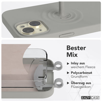 iPhone 15 Plus 2in1 Handykette mit abnehmbarer Silikonhülle 