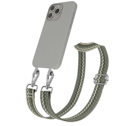 iPhone 15 Pro Max 2in1 Handykette mit abnehmbarem Boho Band Silikon 