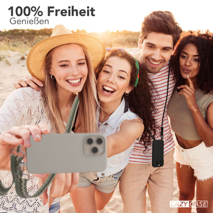 iPhone 15 Pro Max 2in1 Handykette mit abnehmbarem Boho Band Silikon 