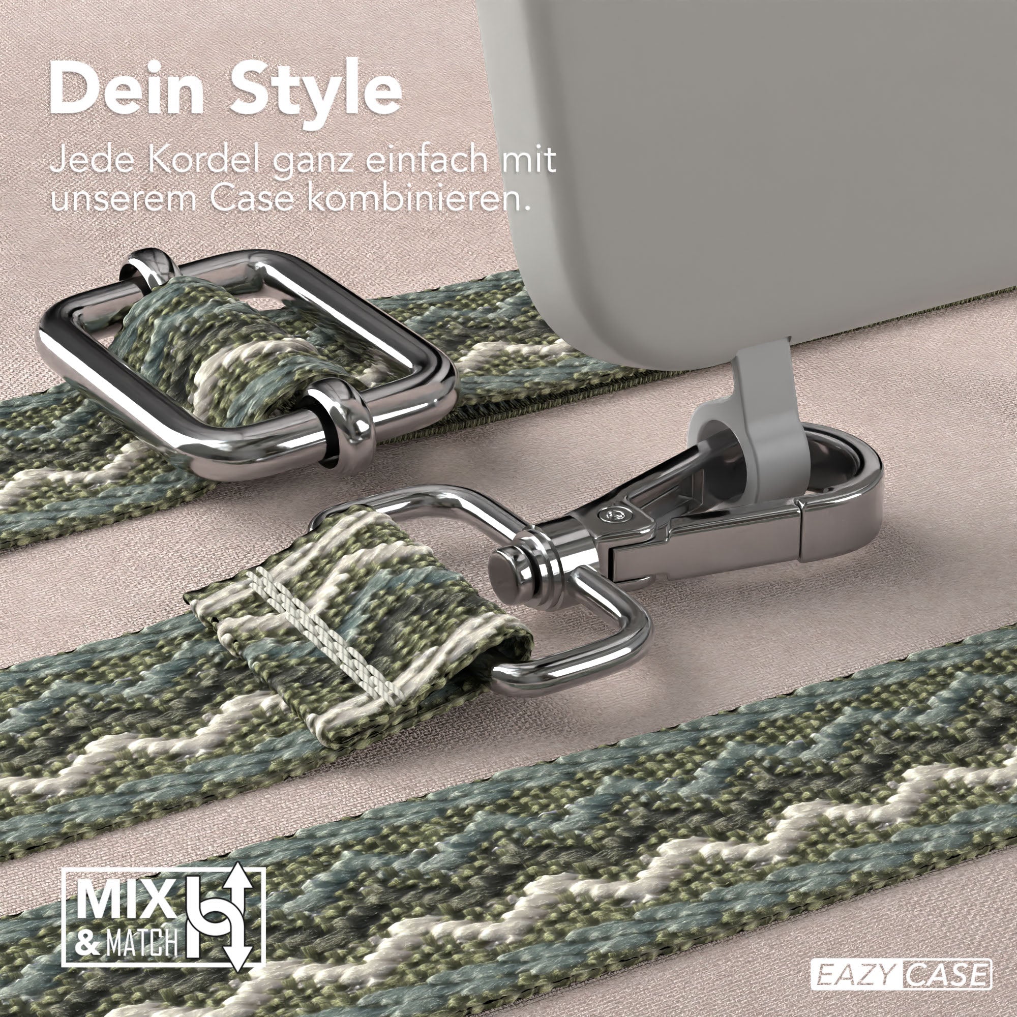 iPhone 15 Pro Max 2in1 Handykette mit abnehmbarem Boho Band Silikon 