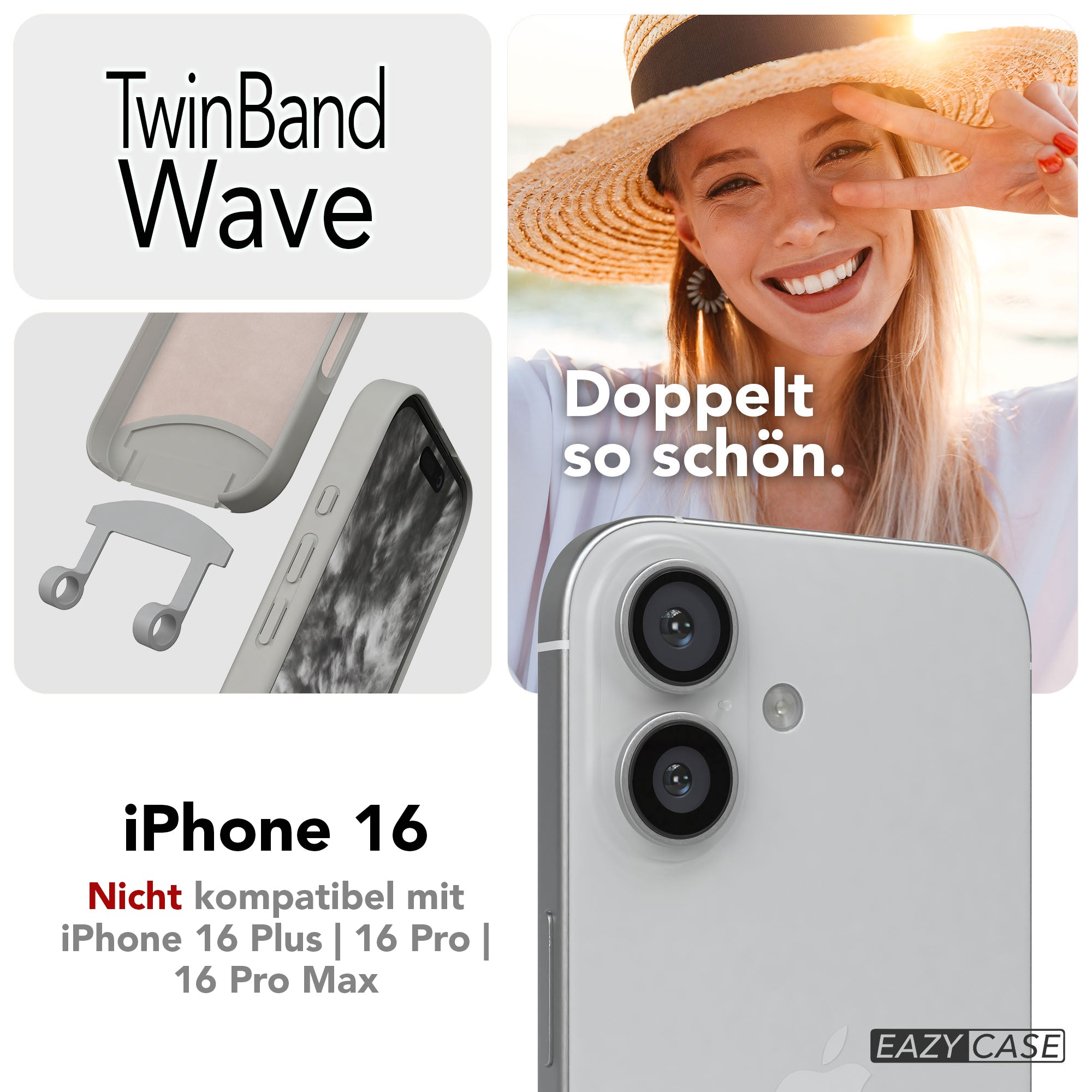 iPhone 16 Handykette mit abnehmbarem Band Silikonhülle EAZY CASE 