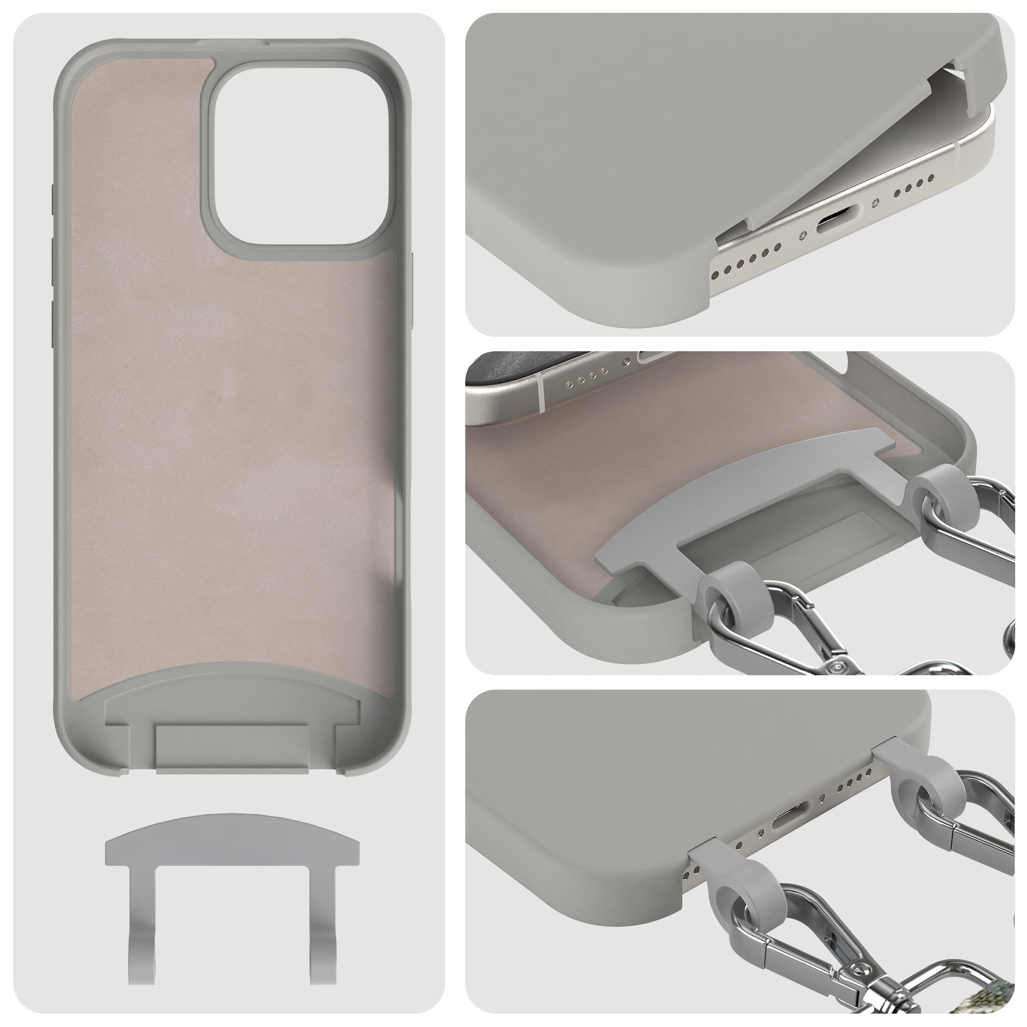 iPhone 16 Pro Max 2in1 Handykette mit abnehmbarem Boho Band Silikon 