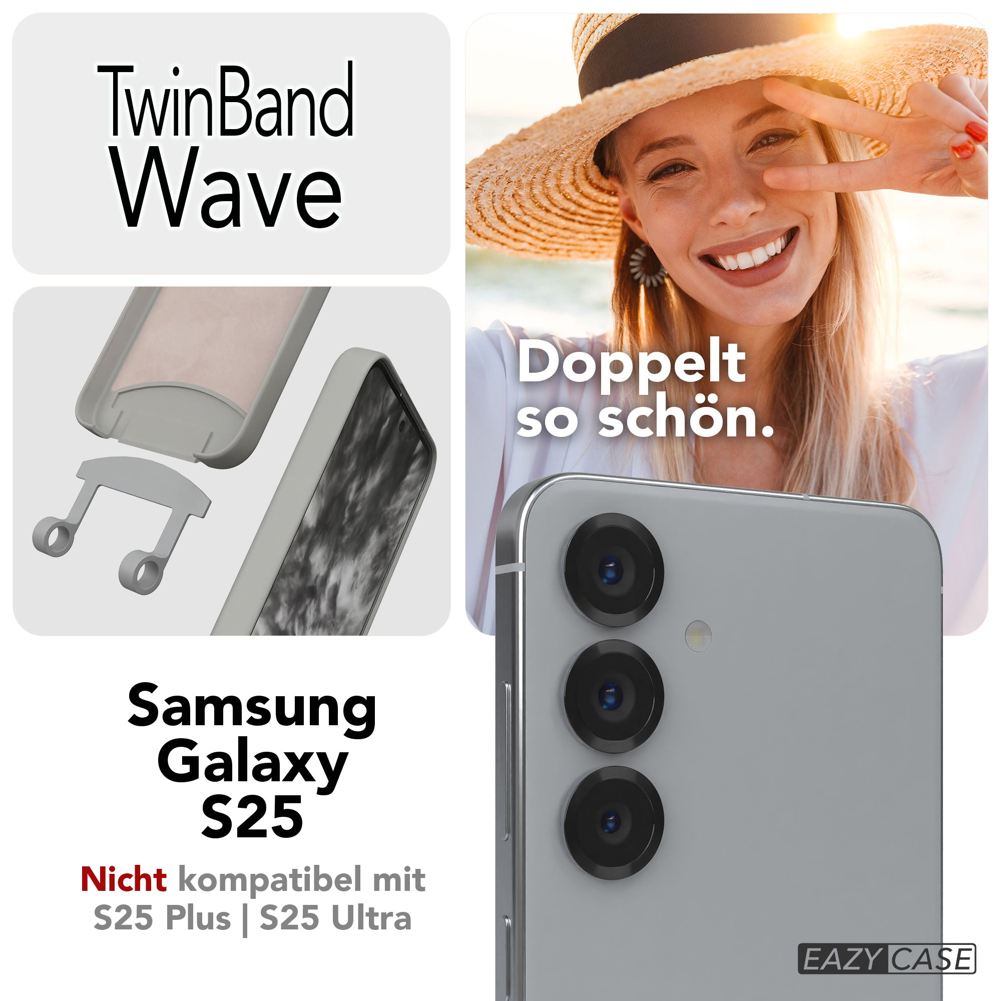 Samsung Galaxy S25 2in1 Handykette mit abnehmbarem Umhängeband Silikon Schutzhülle 