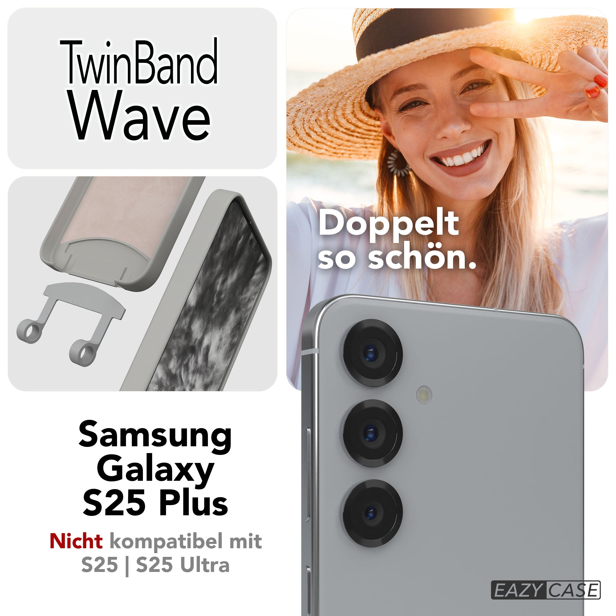 Samsung Galaxy S25 Plus 2in1 Handykette mit abnehmbarer Silikonhülle und Umhängeband 