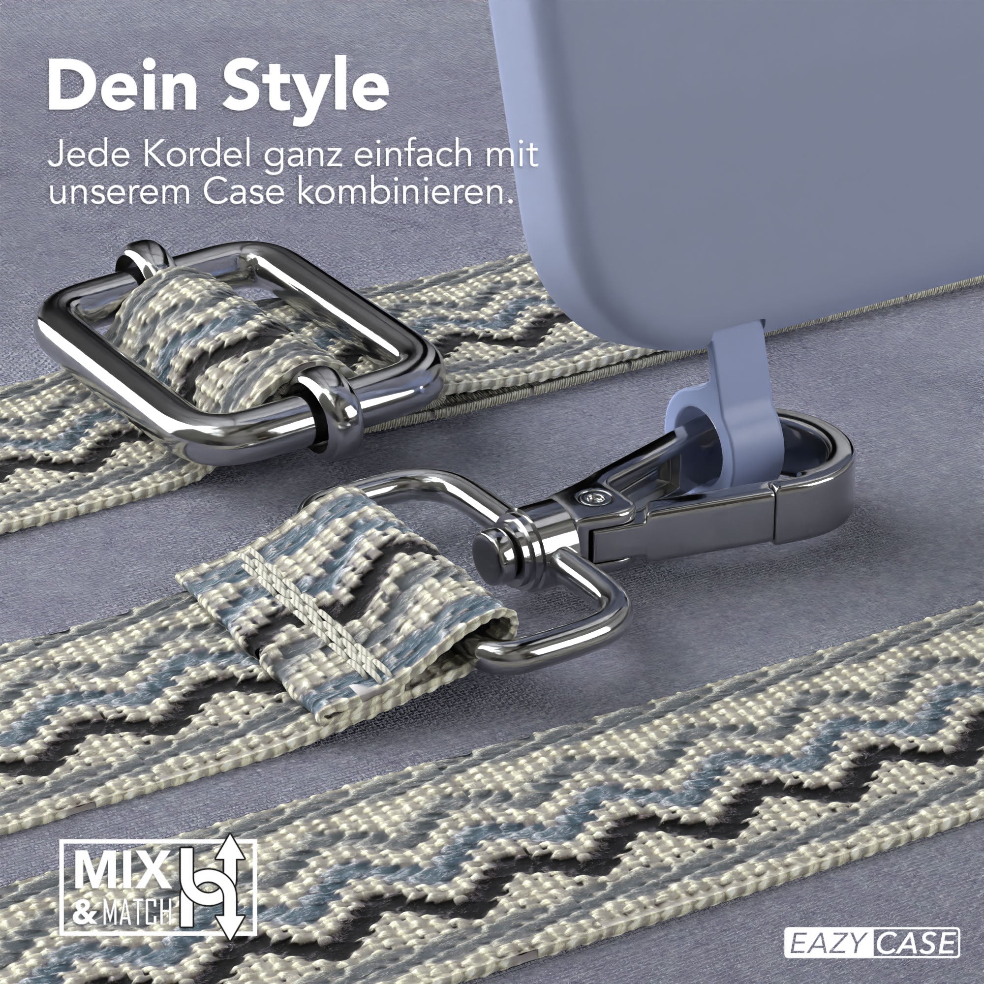 iPhone 15 2in1 Handykette mit abnehmbarem Band und Silikonhülle 