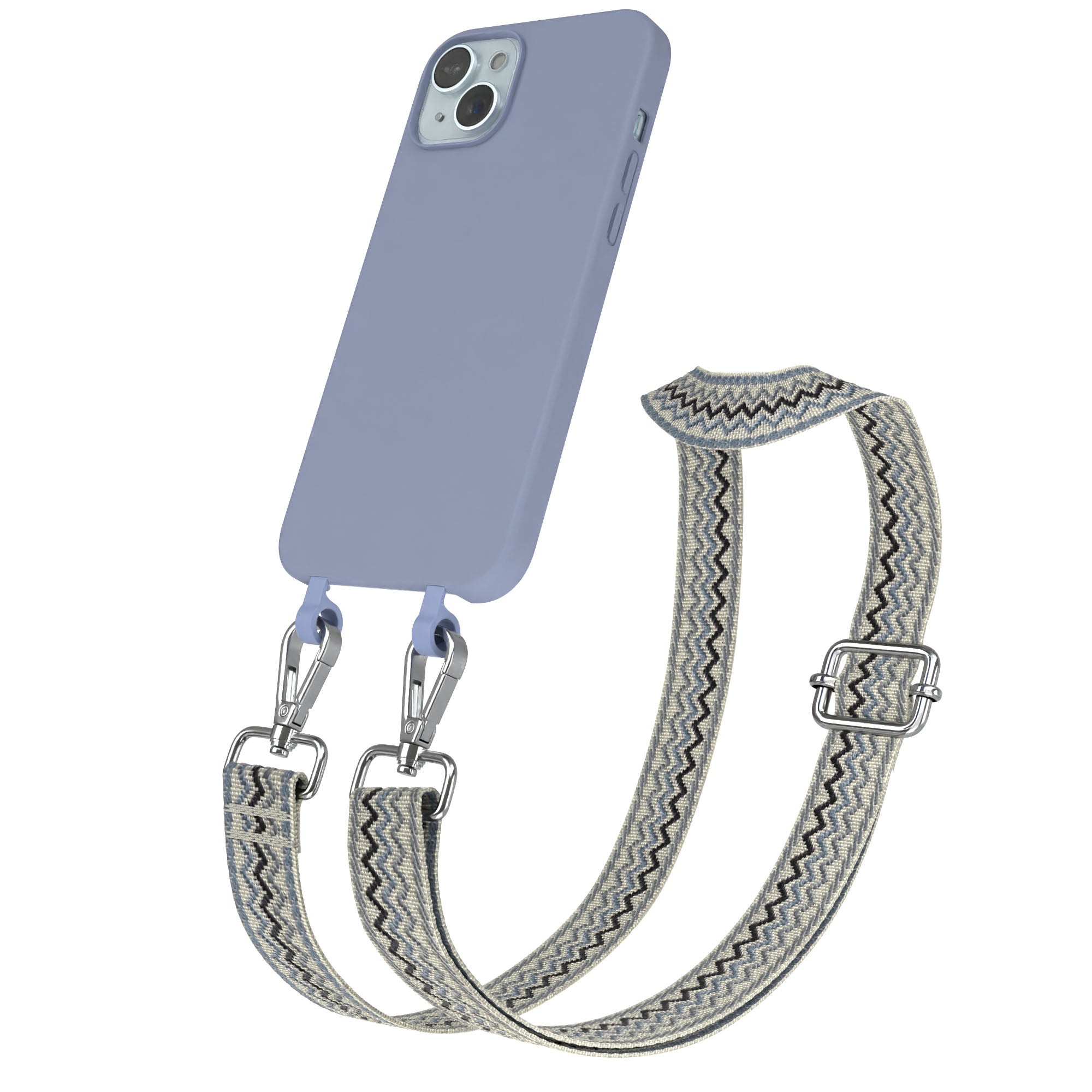 iPhone 15 Plus 2in1 Handykette mit abnehmbarer Silikonhülle 