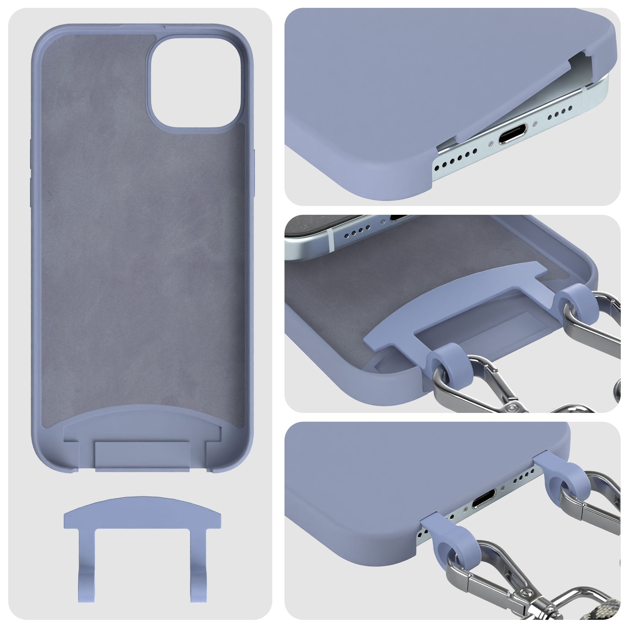 iPhone 15 Plus 2in1 Handykette mit abnehmbarer Silikonhülle 