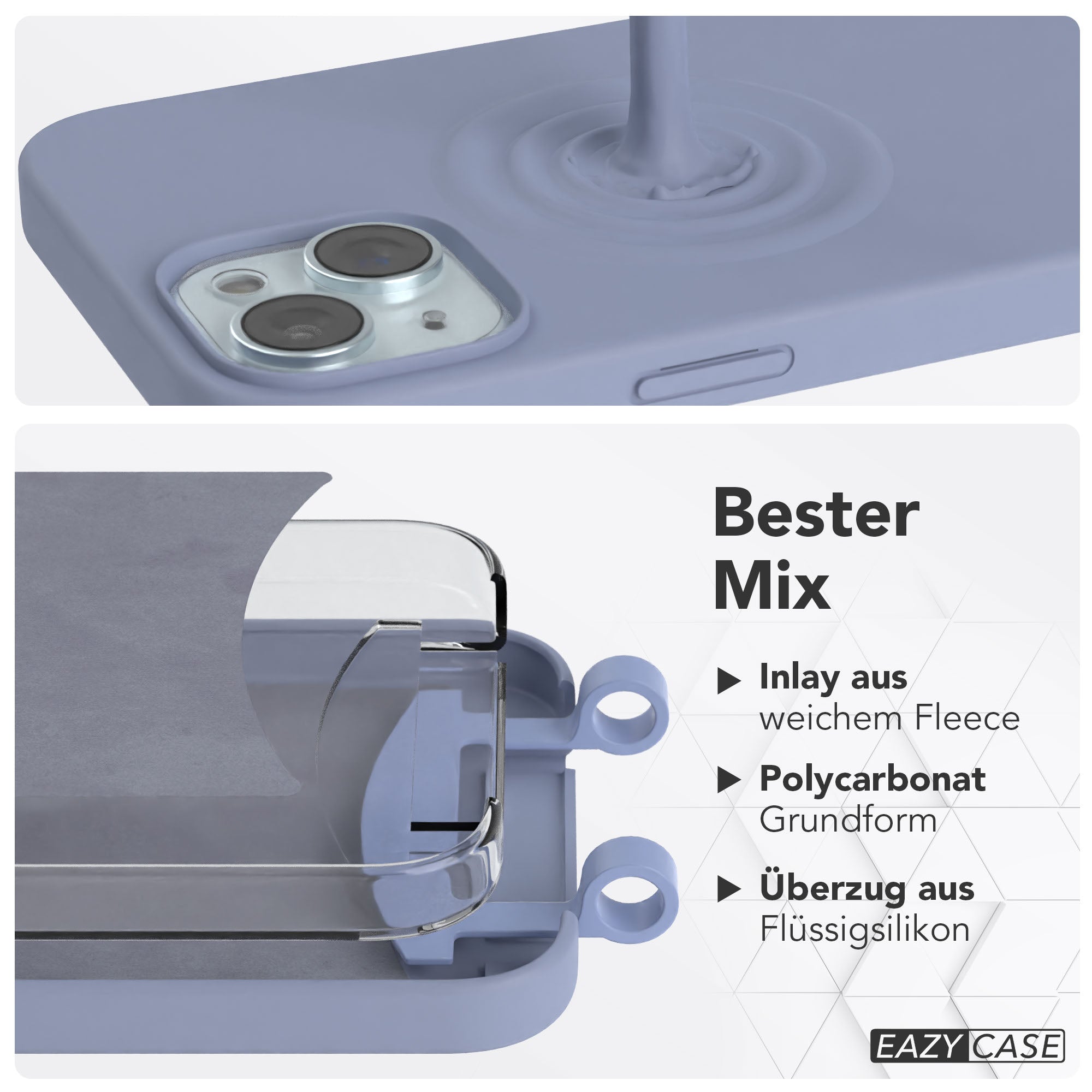 iPhone 15 Plus 2in1 Handykette mit abnehmbarer Silikonhülle 