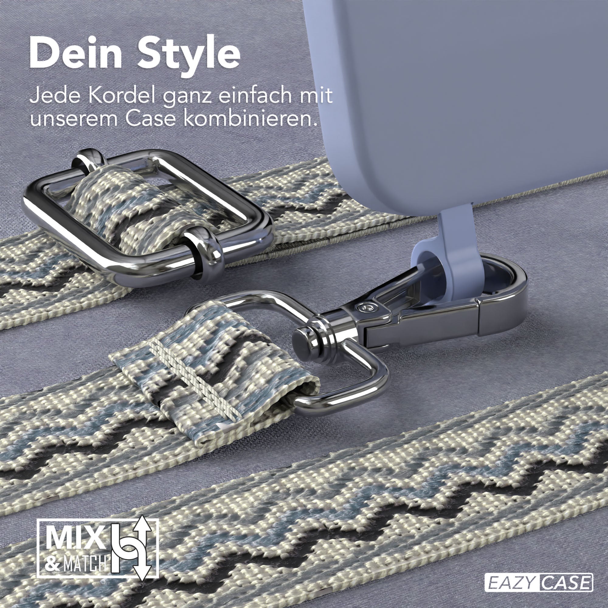 iPhone 15 Pro 2in1 Handykette mit abnehmbarer Silikonhülle und Boho Band 