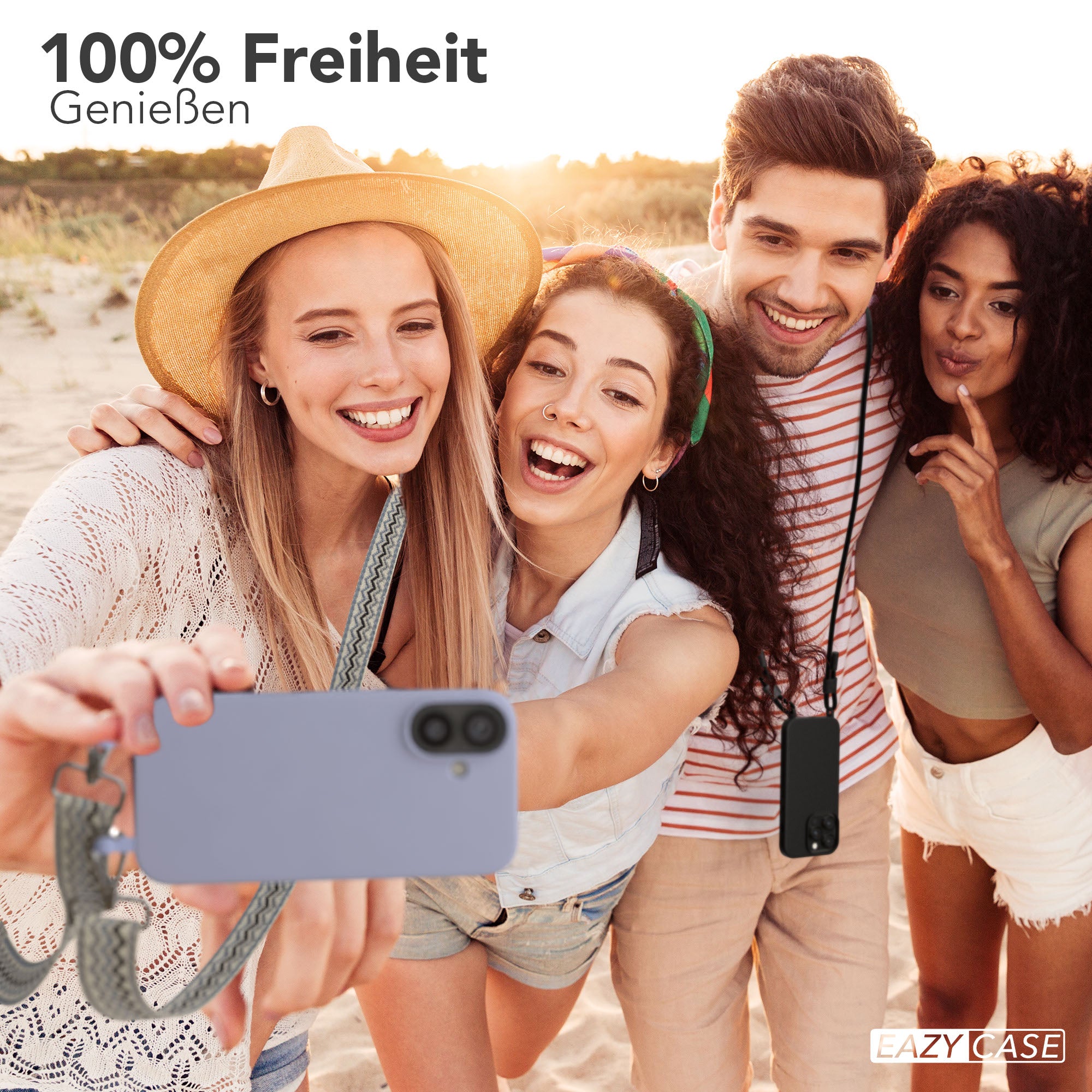 iPhone 16 Handykette mit abnehmbarem Band Silikonhülle EAZY CASE 