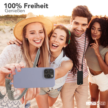iPhone 16 Pro Max 2in1 Handykette mit abnehmbarem Boho Band Silikon 