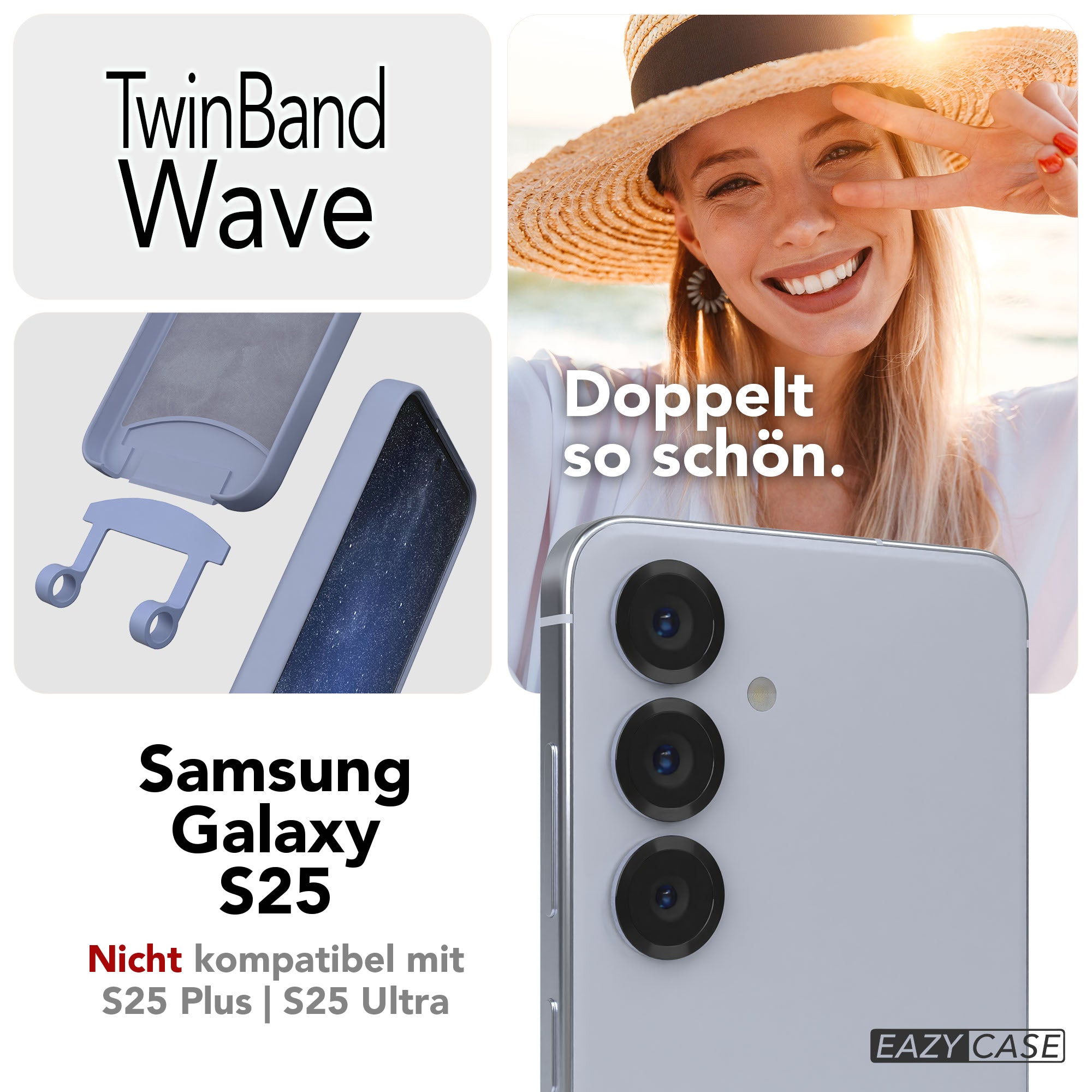 Samsung Galaxy S25 2in1 Handykette mit abnehmbarem Umhängeband Silikon Schutzhülle 