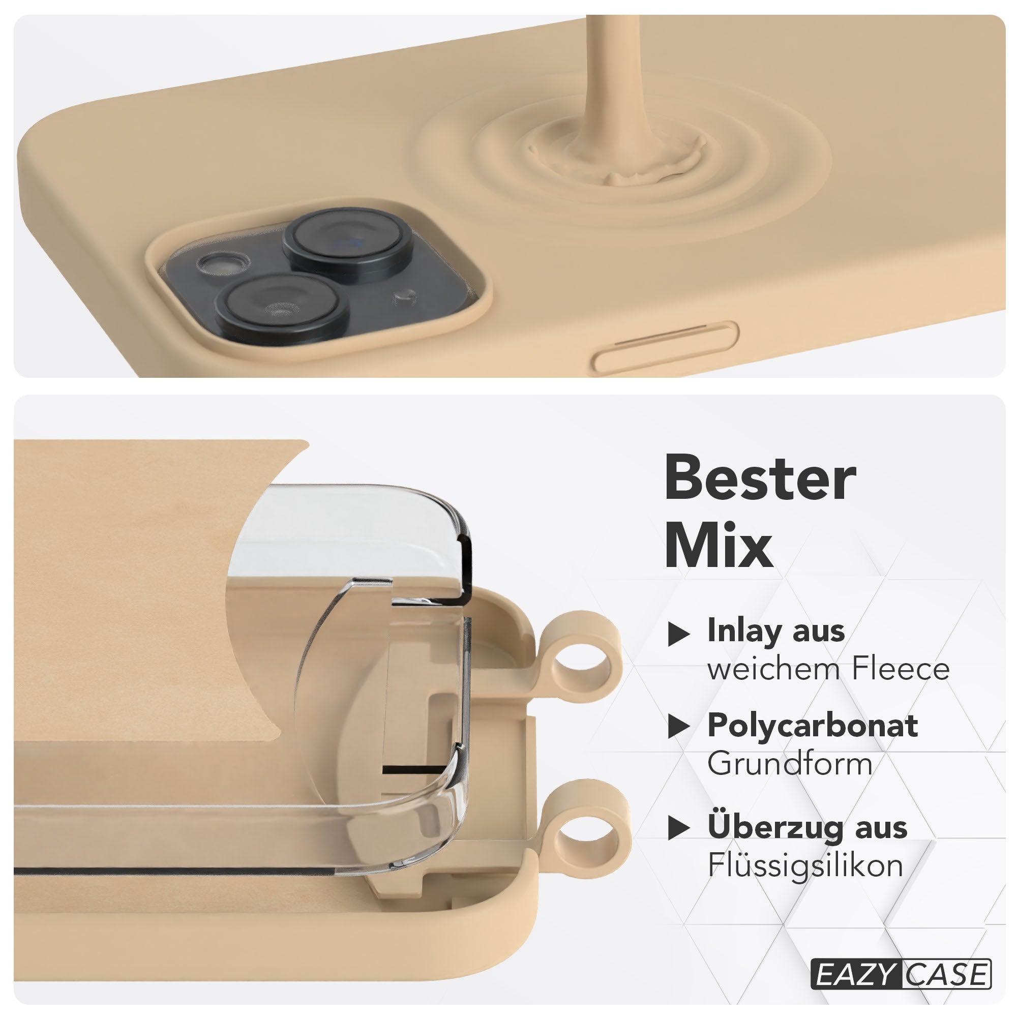 iPhone 15 Plus 2in1 Handykette mit abnehmbarer Silikonhülle 