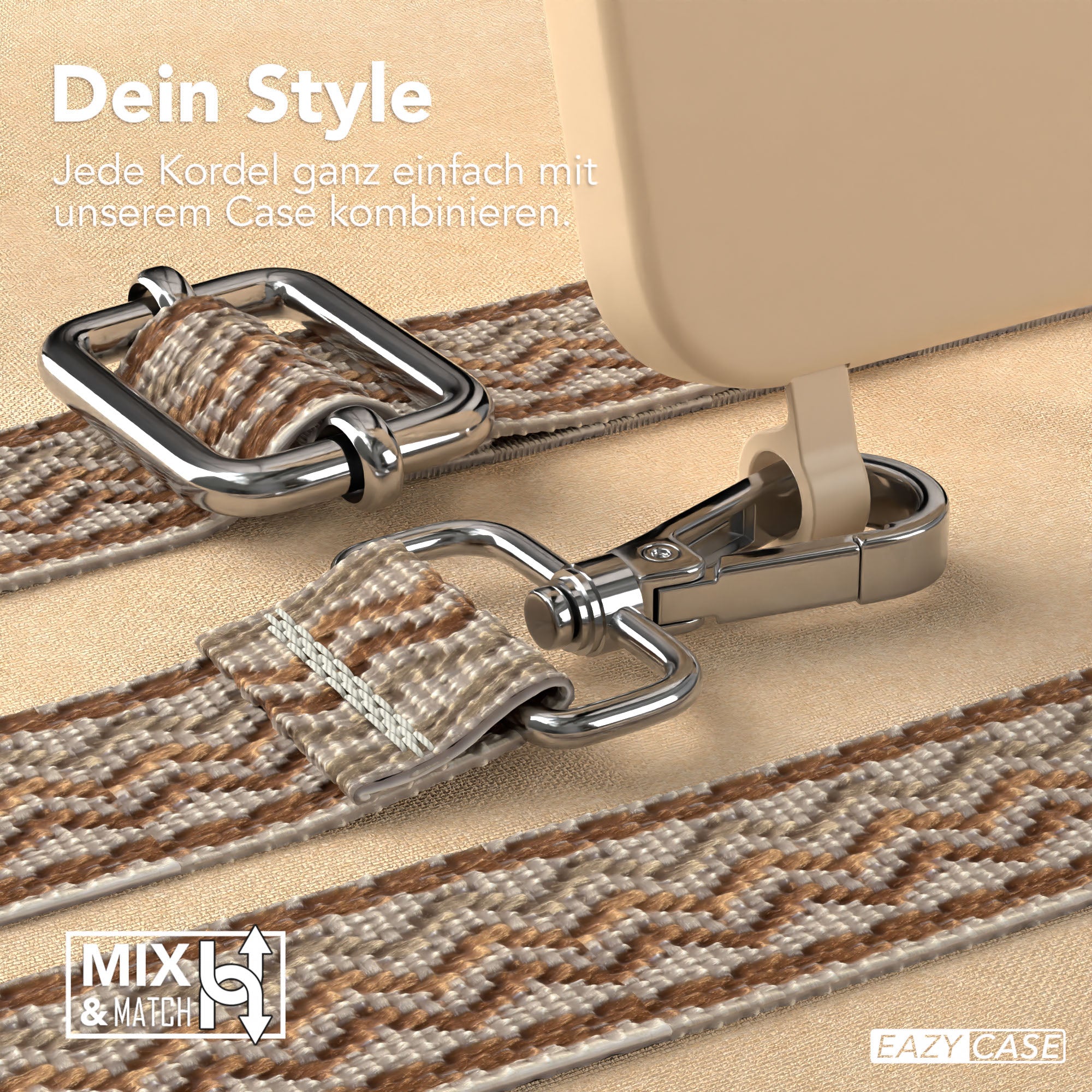 iPhone 15 Pro 2in1 Handykette mit abnehmbarer Silikonhülle und Boho Band 