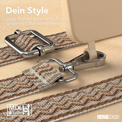 iPhone 15 Pro 2in1 Handykette mit abnehmbarer Silikonhülle und Boho Band 