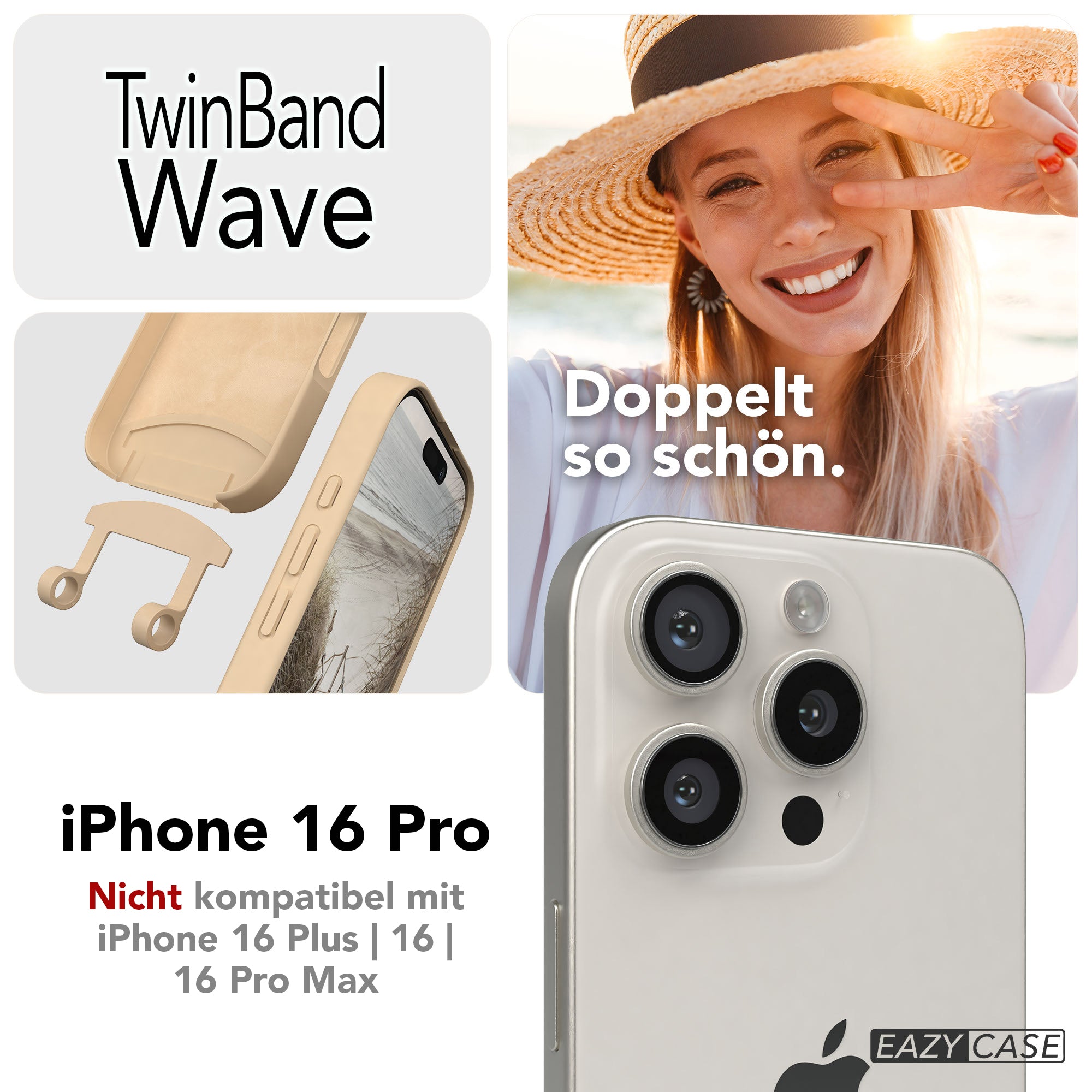 Apple iPhone 16 Pro 2in1 Handykette mit abnehmbarer Kordel Silikon 