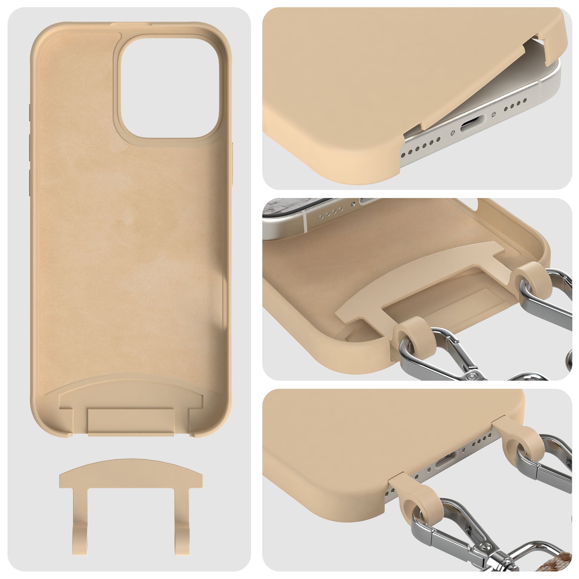 iPhone 16 Pro Max 2in1 Handykette mit abnehmbarem Boho Band Silikon 