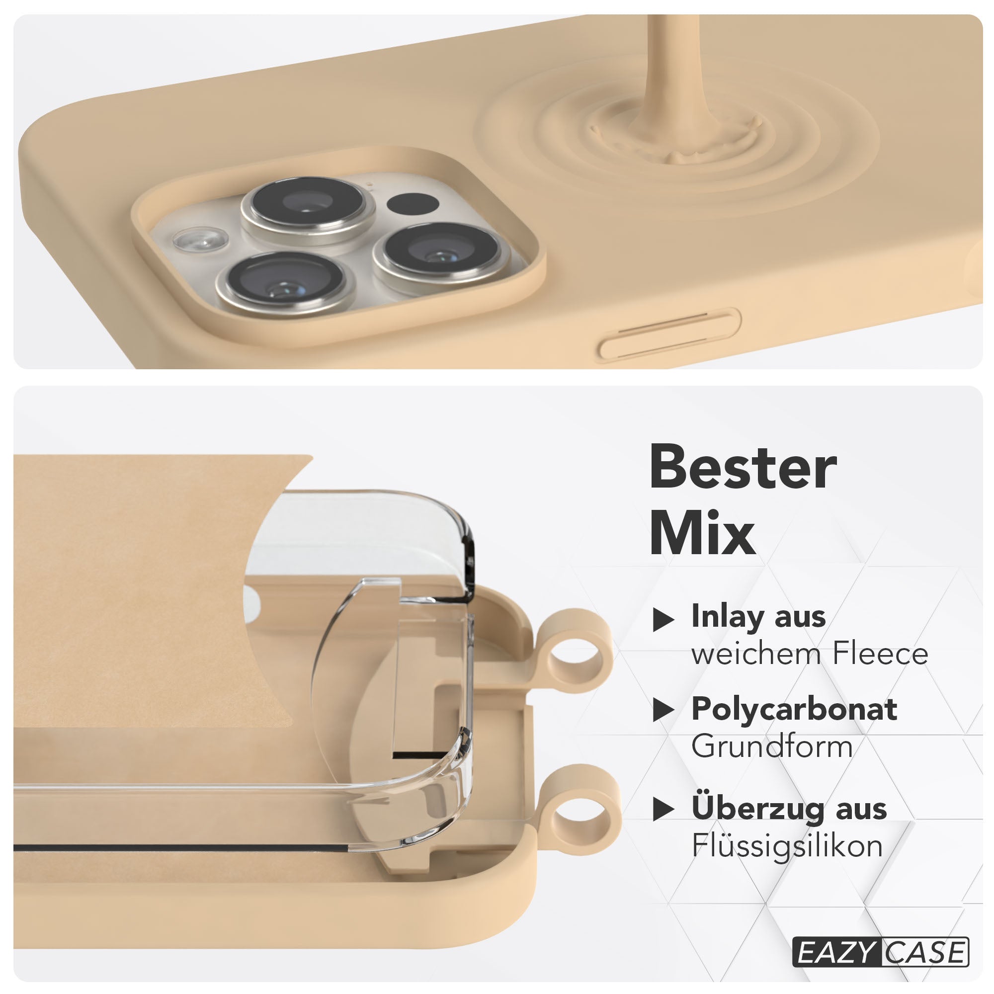 iPhone 16 Pro Max 2in1 Handykette mit abnehmbarem Boho Band Silikon 