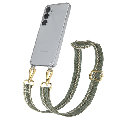 Samsung Galaxy S25 Handykette mit verstellbarem Boho Trageriemen Set 