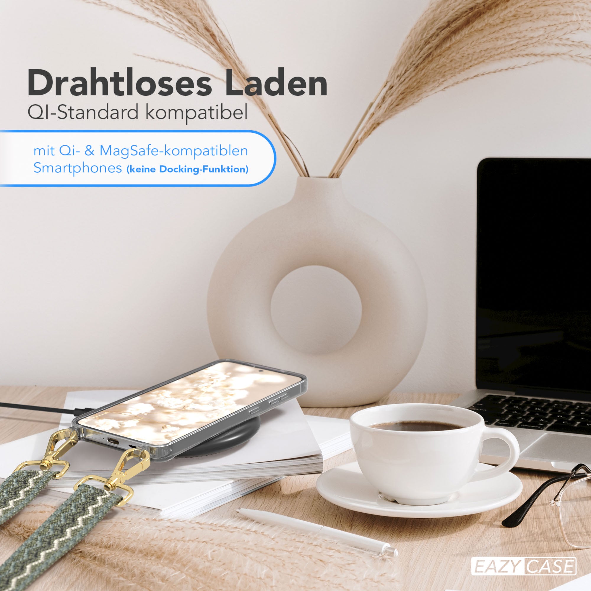 Samsung Galaxy S25 Handykette mit verstellbarem Boho Trageriemen Set 