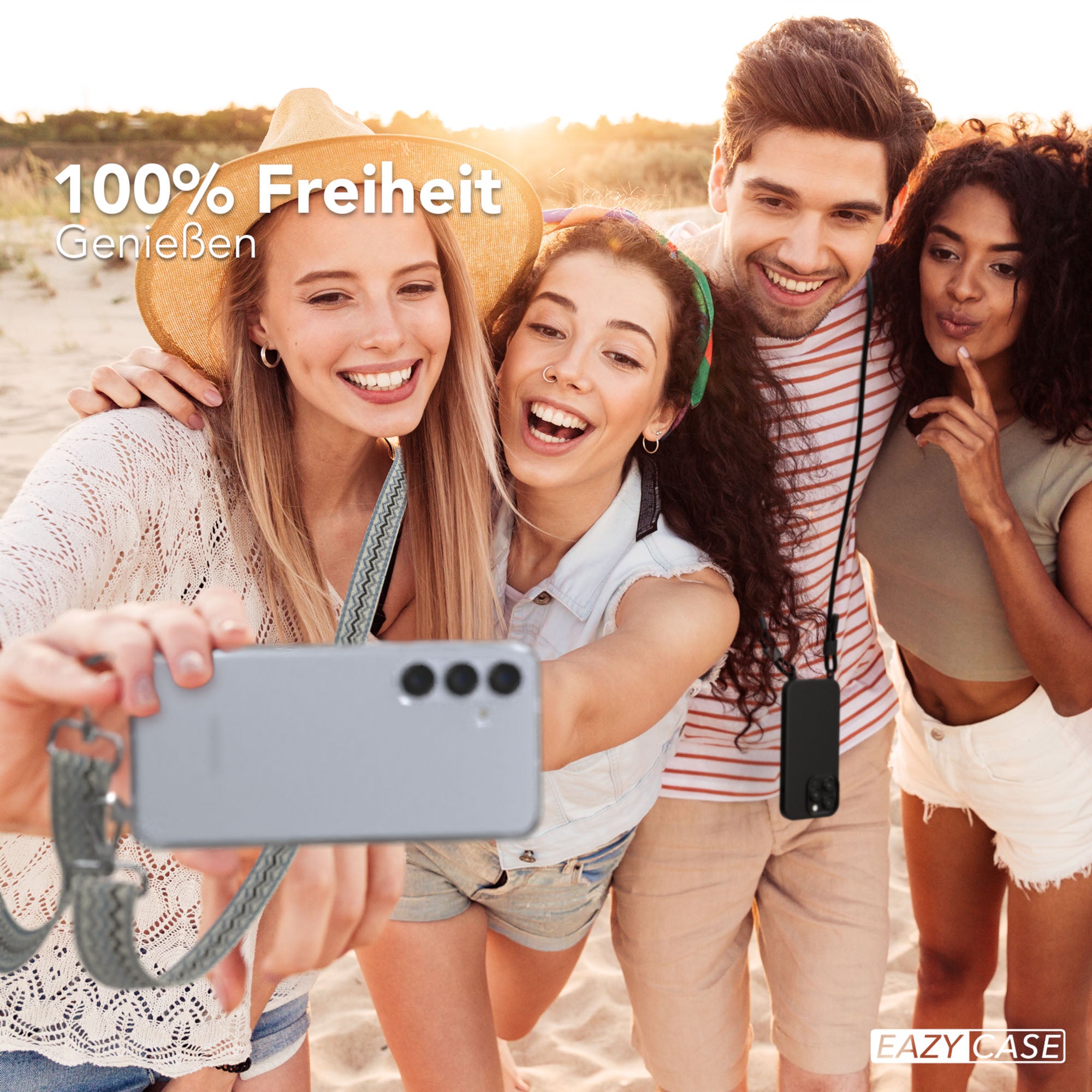 Samsung Galaxy S25 Plus Handykette mit verstellbarem Boho Trageriemen Set 
