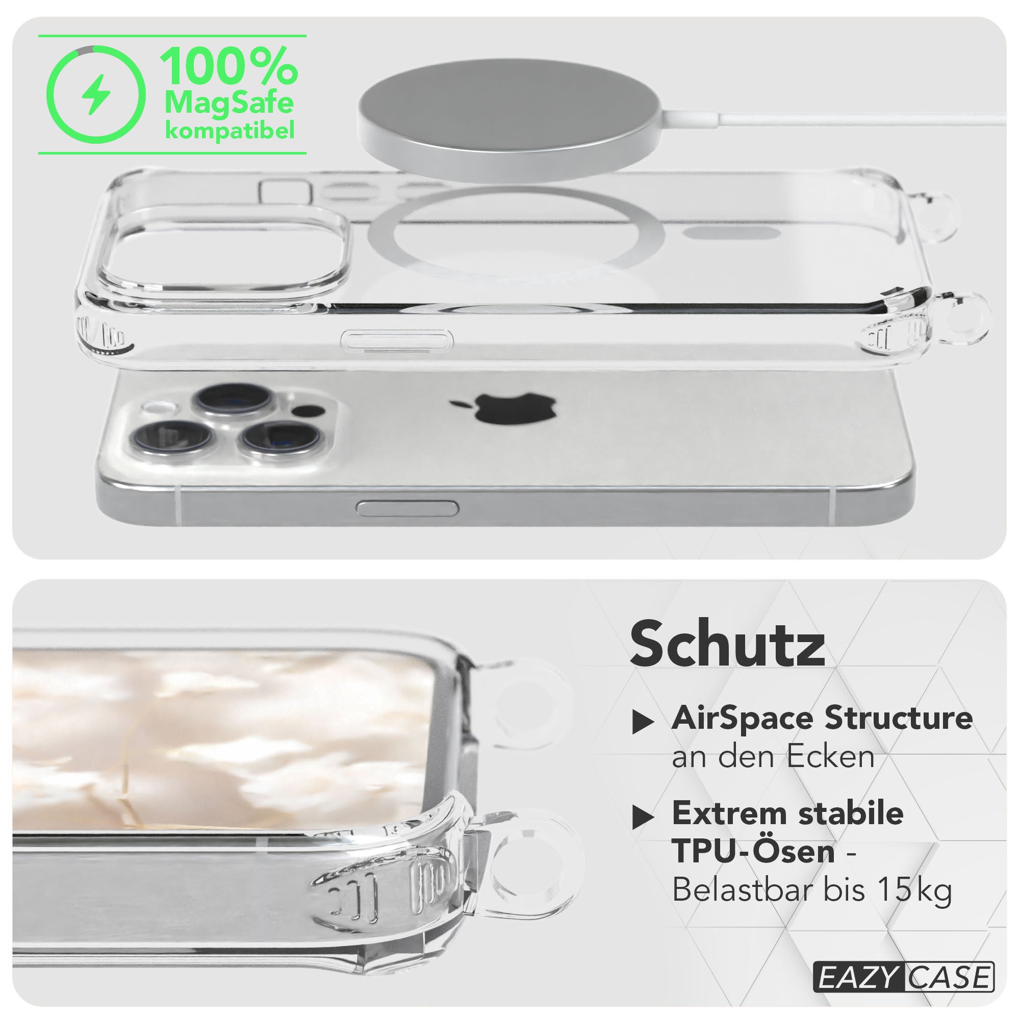 Apple iPhone 15 Pro Handykette MagSafe mit Boho Band EAZY CASE Neck Strap 