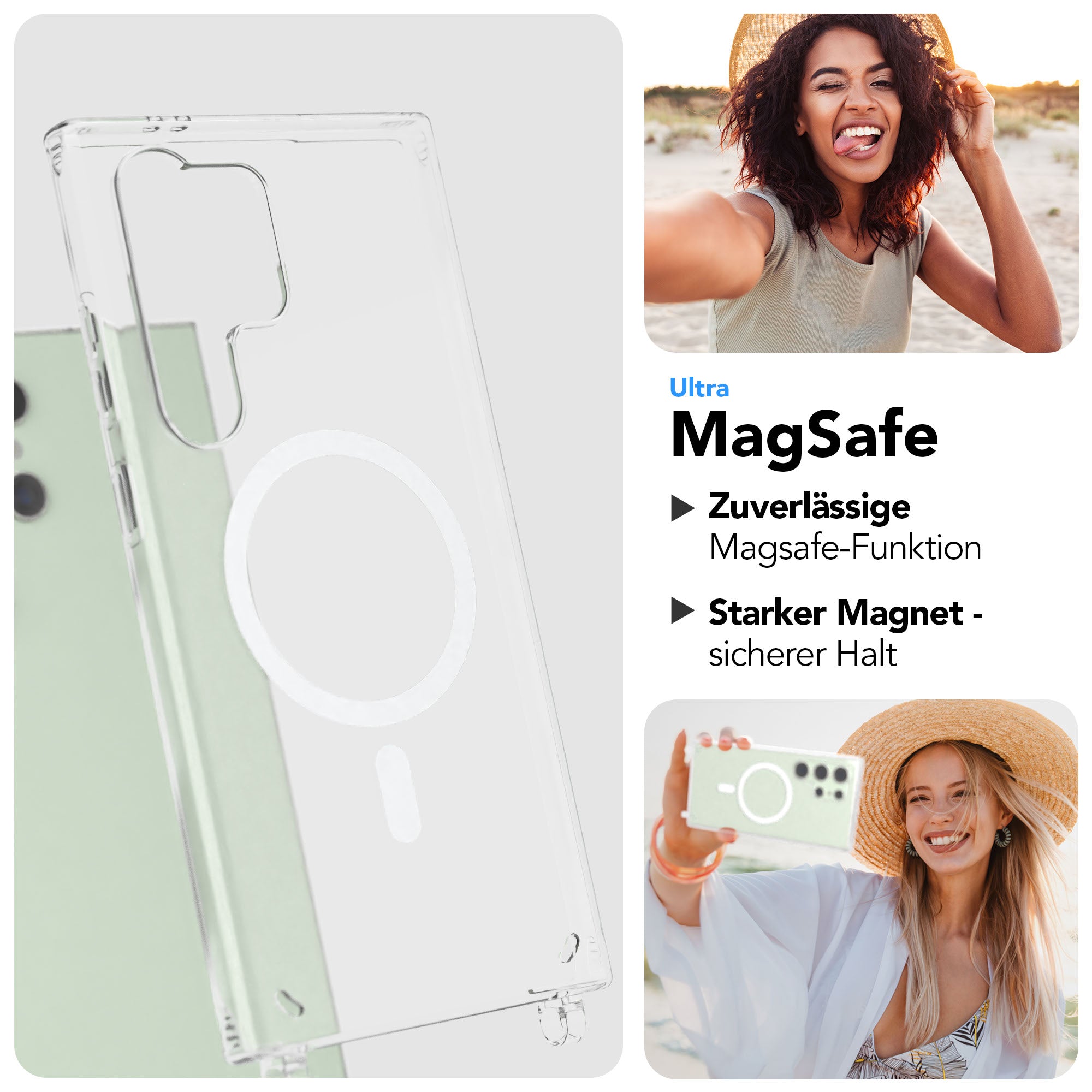 Samsung Galaxy S24 Ultra Handykette mit MagSafe Halterung und Boho Band 