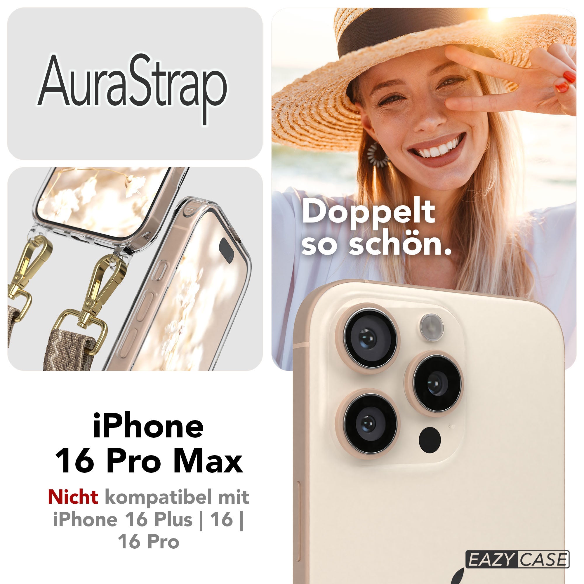 iPhone 16 Pro Max Handykette mit MagSafe Boho Band verstellbar 