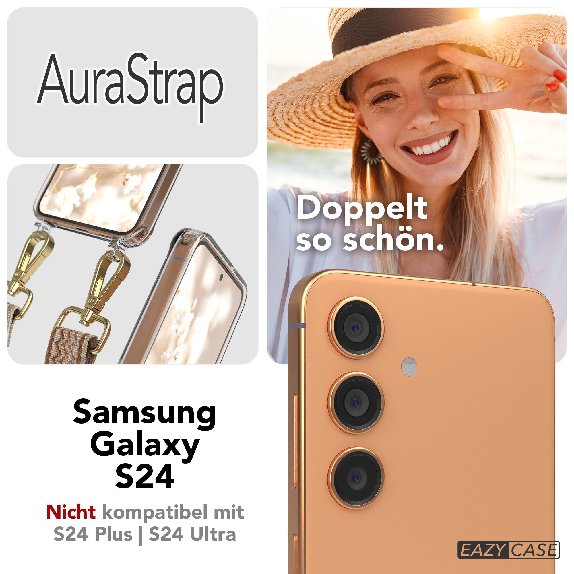 Samsung Galaxy S24 Handykette MagSafe mit verstellbarem Boho Band Set 