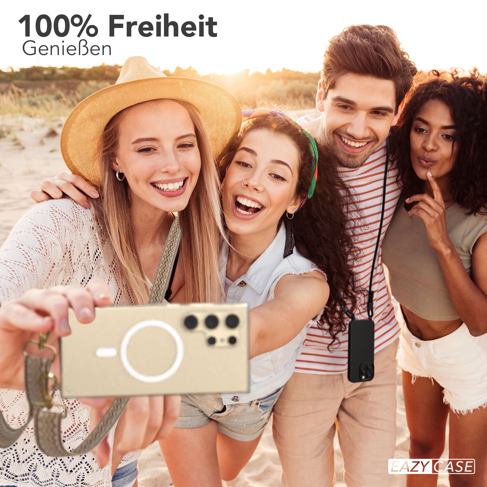 Samsung Galaxy S24 Ultra Handykette mit MagSafe Halterung und Boho Band 