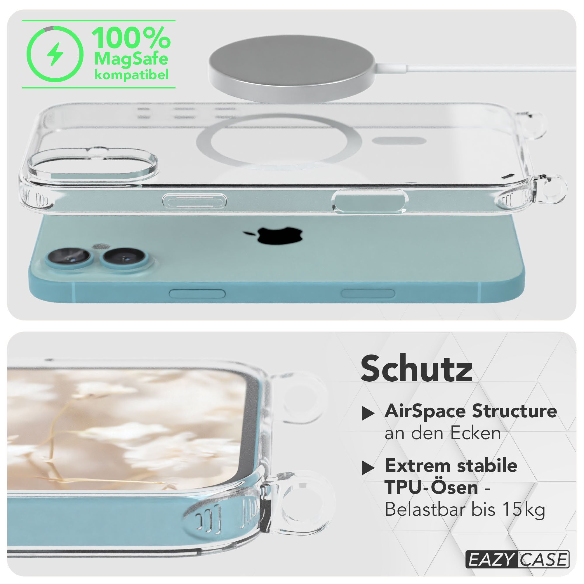 iPhone 16 Plus MagSafe Handykette mit Boho Band Set EAZY CASE 