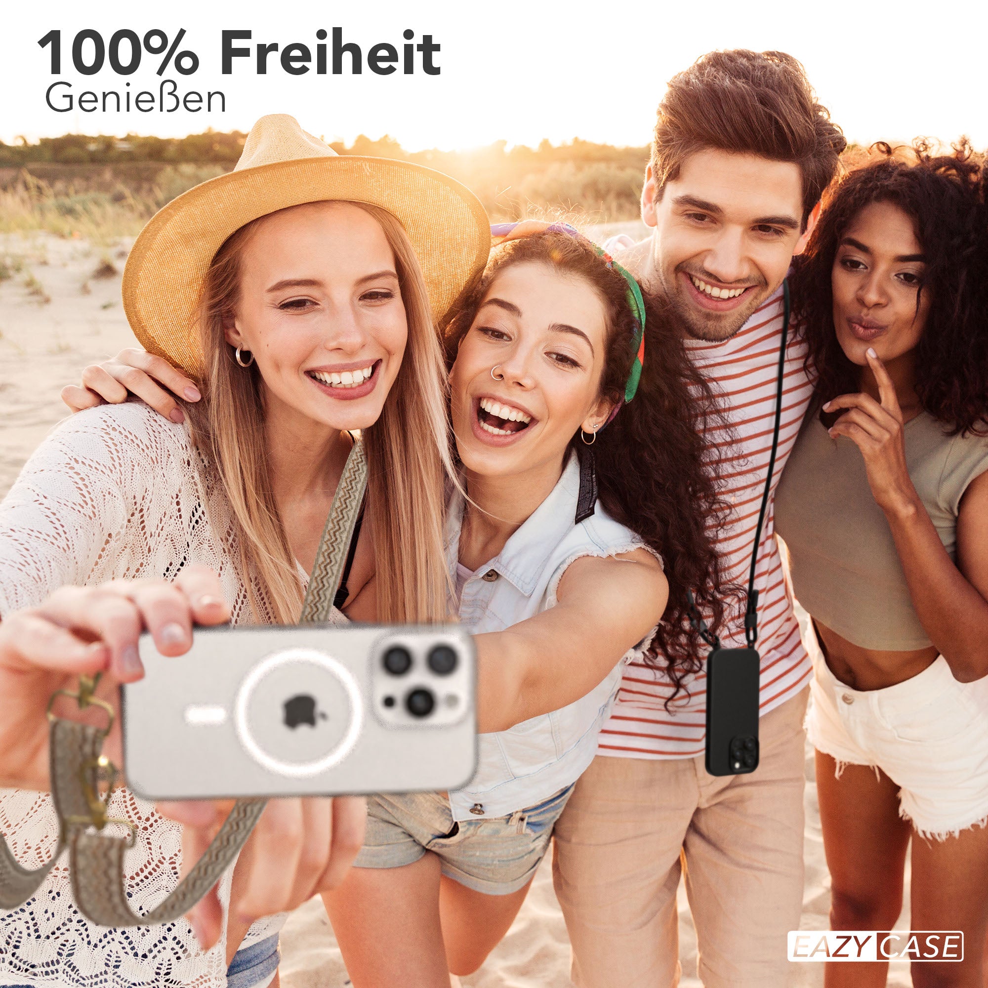 iPhone 16 Pro MagSafe Handykette mit Boho Band verstellbar 