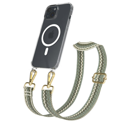 iPhone 15 MagSafe Handykette mit Boho Band verstellbar 