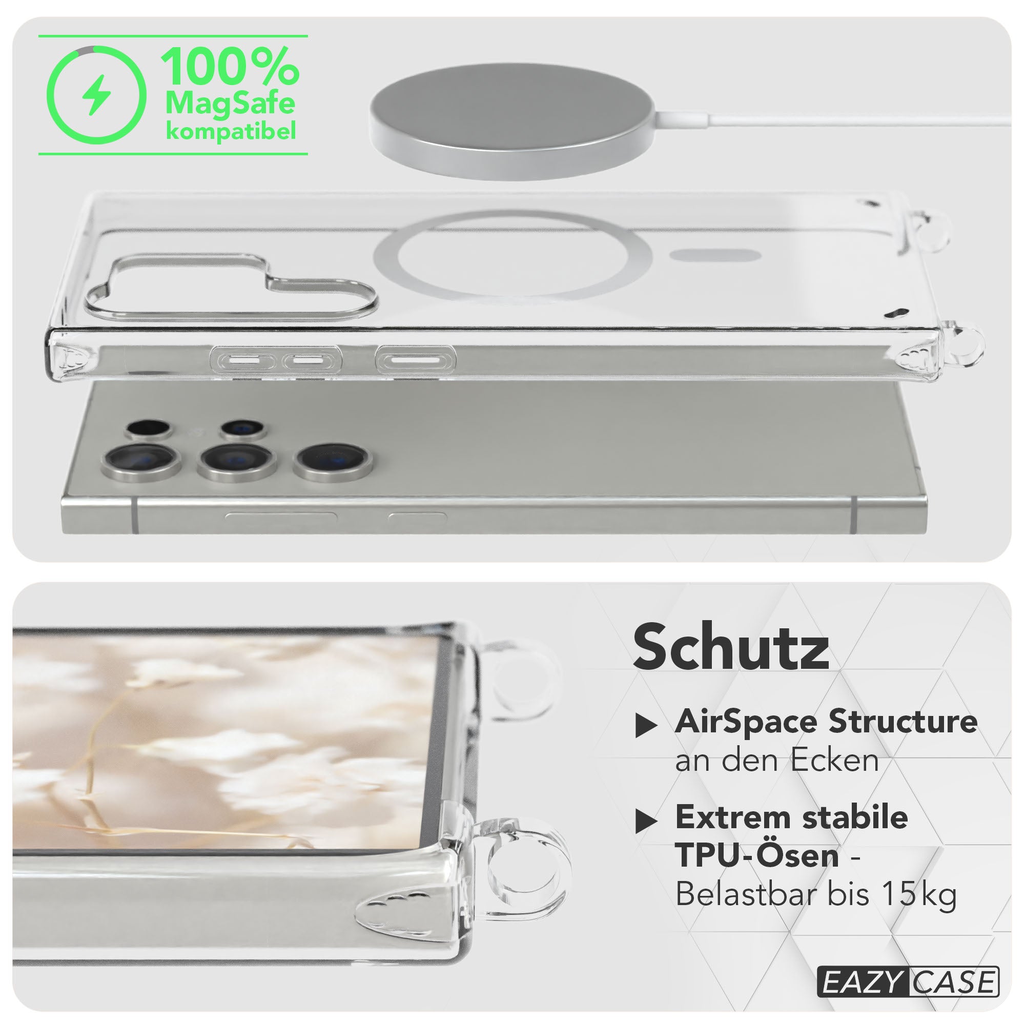 Samsung Galaxy S24 Ultra Handykette mit MagSafe Halterung und Boho Band 
