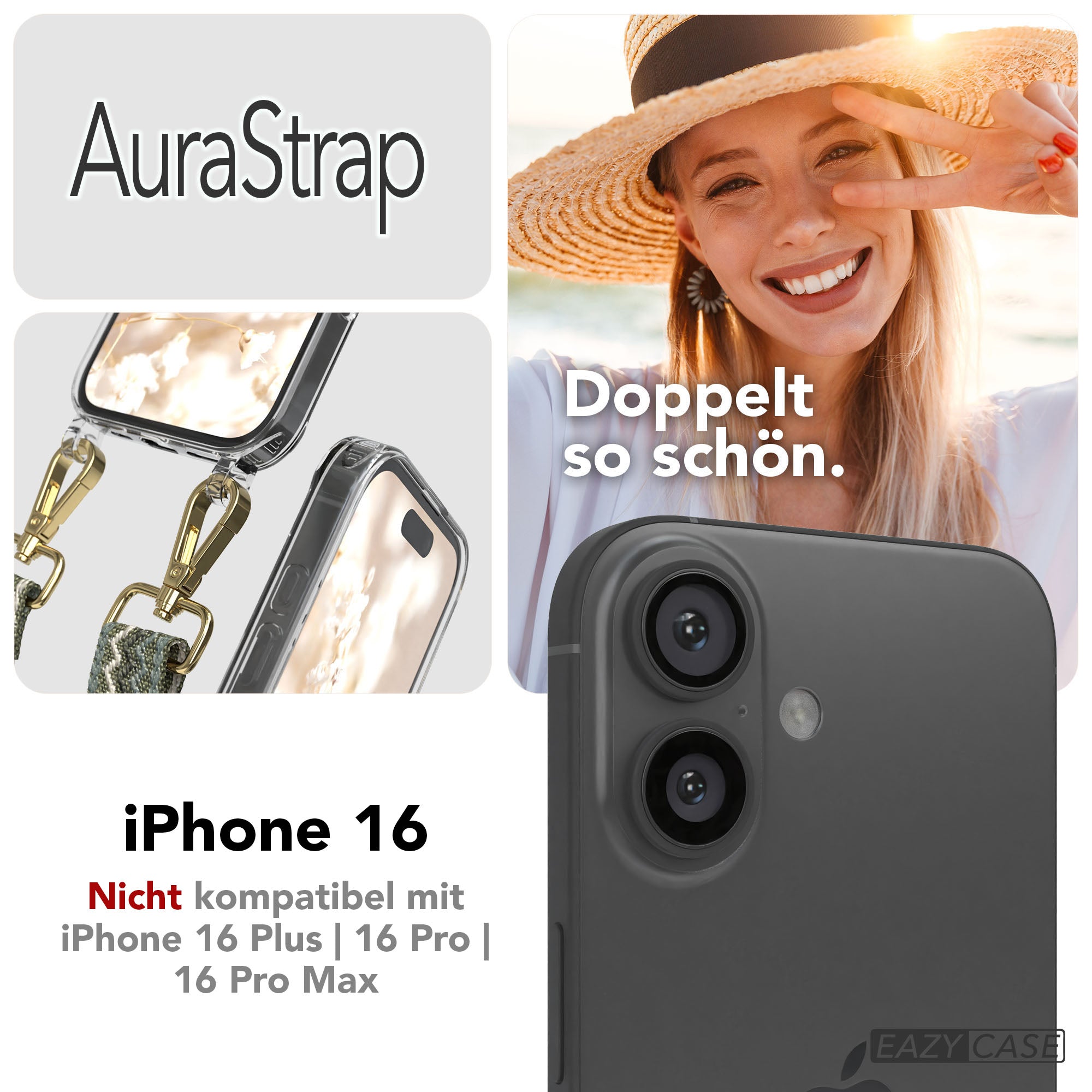 iPhone 16 MagSafe Handykette mit verstellbarem Boho Trageriemen von EAZY CASE 