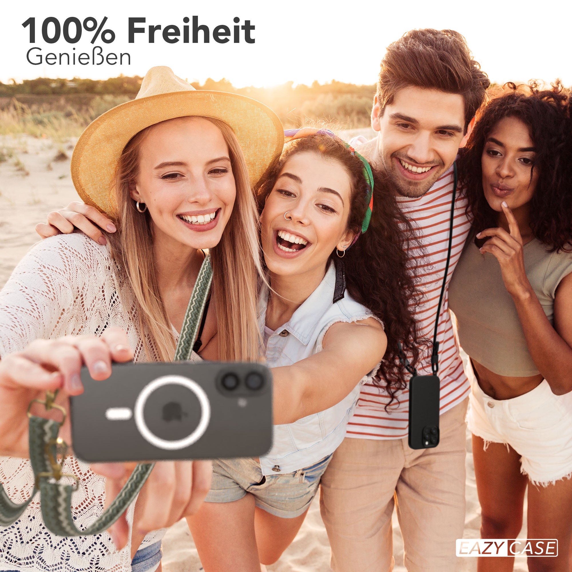 iPhone 16 MagSafe Handykette mit verstellbarem Boho Trageriemen von EAZY CASE 
