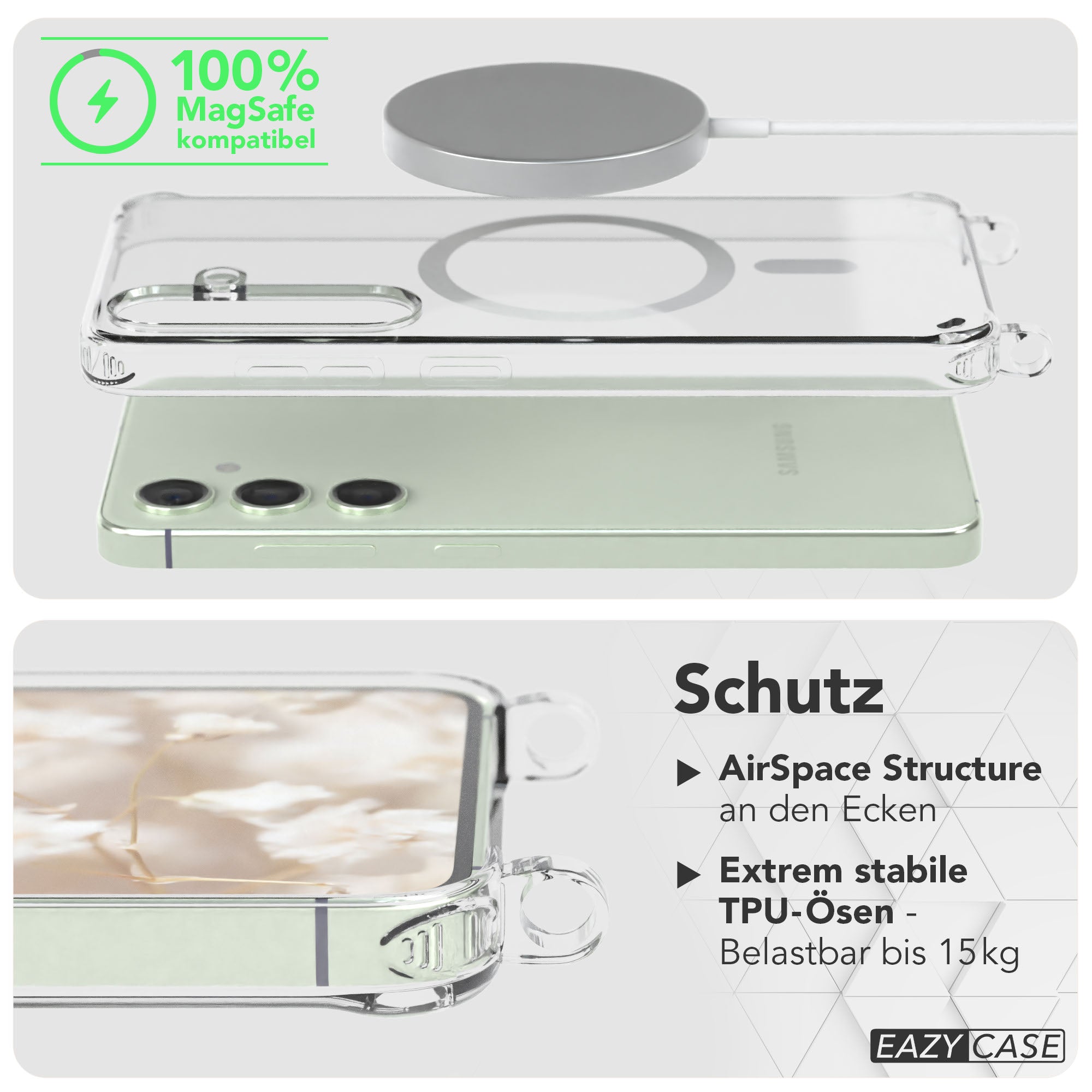 Samsung Galaxy S24 Handykette MagSafe mit verstellbarem Boho Band Set 