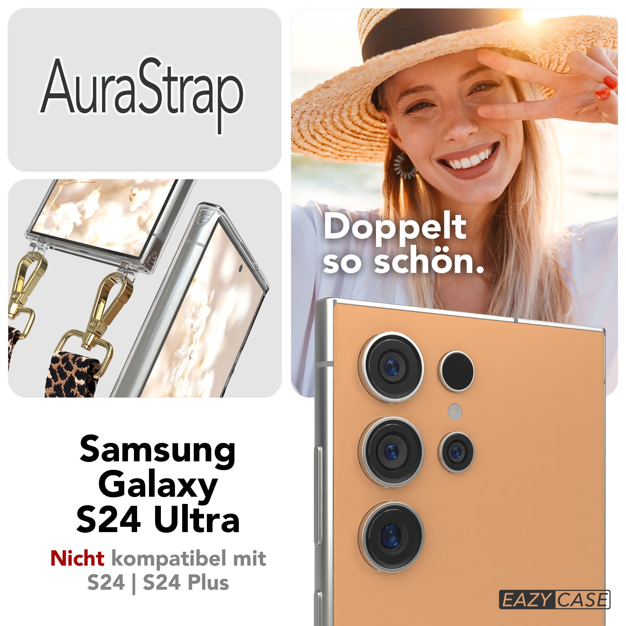 Samsung Galaxy S24 Ultra Handykette mit MagSafe Halterung und Boho Band 