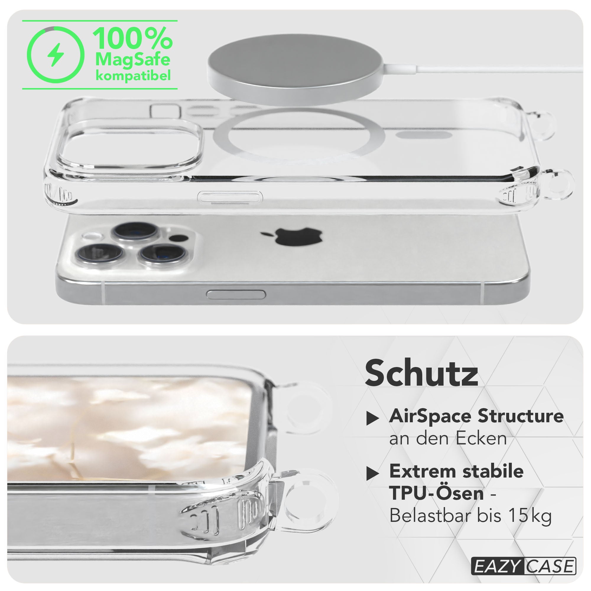 Apple iPhone 15 Pro Handykette MagSafe mit Boho Band EAZY CASE Neck Strap 