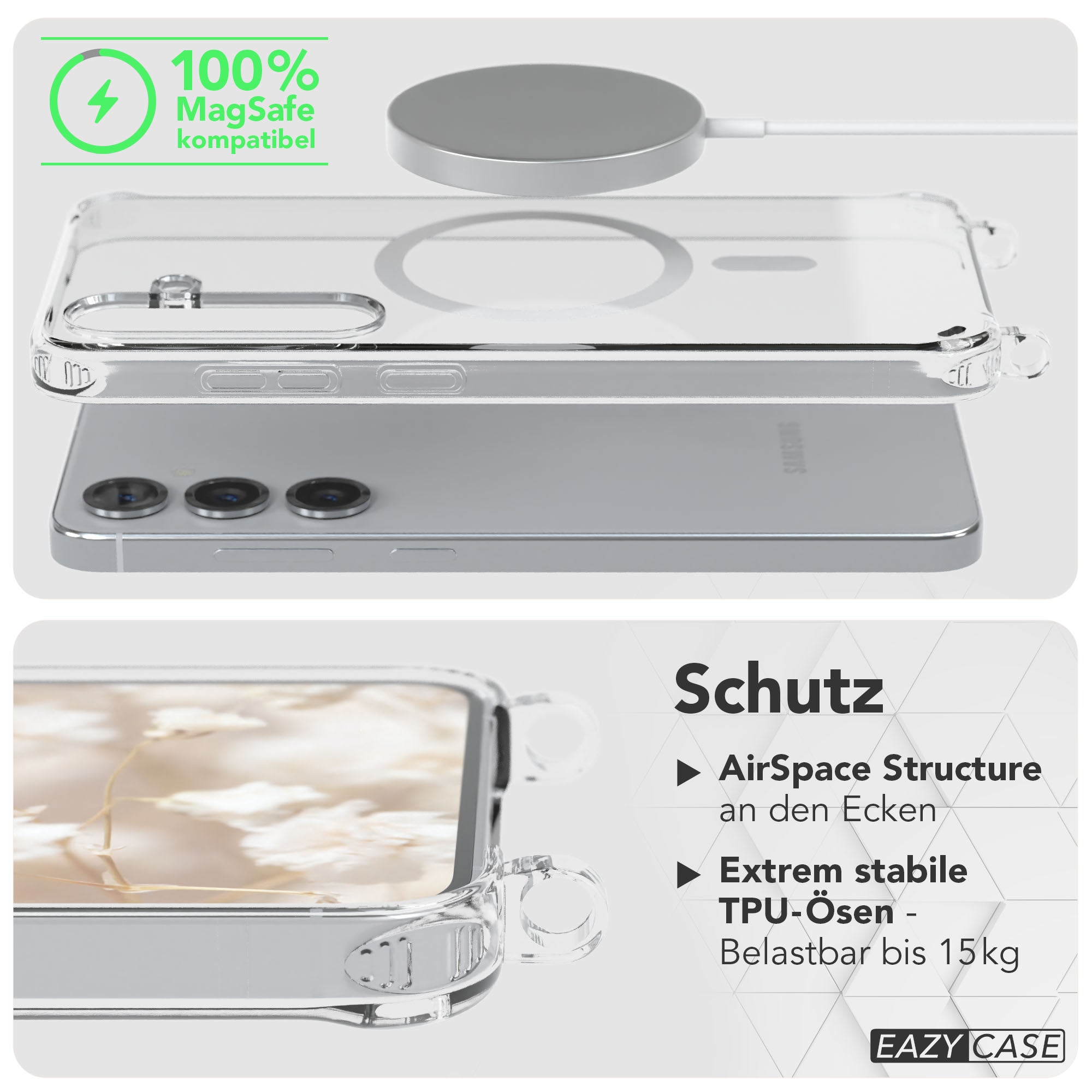 Samsung Galaxy S25 Plus MagSafe Handykette mit verstellbarem Boho Band Set 