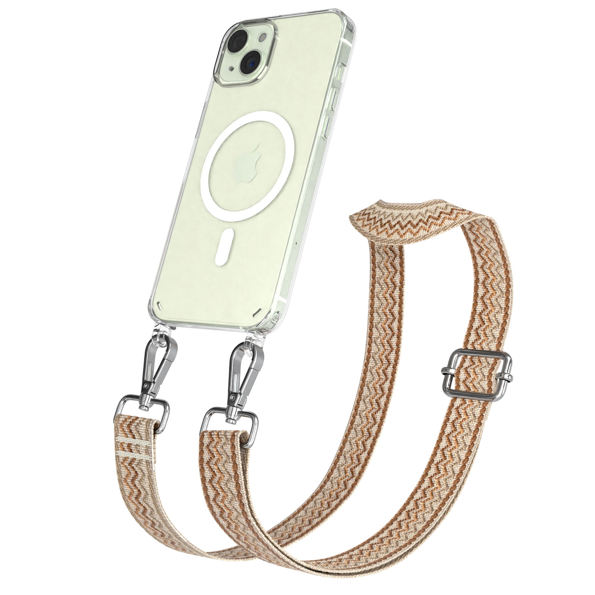iPhone 15 Plus MagSafe Handykette mit verstellbarem Boho Band Set 