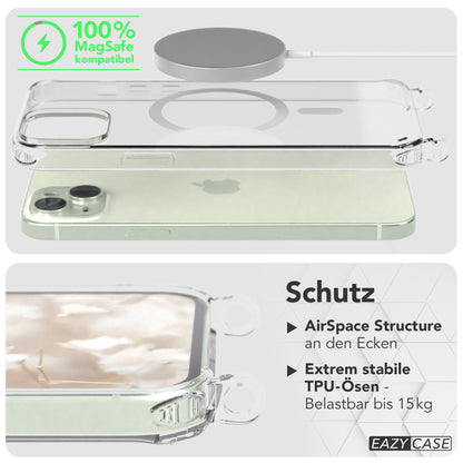 iPhone 15 Plus MagSafe Handykette mit verstellbarem Boho Band Set 