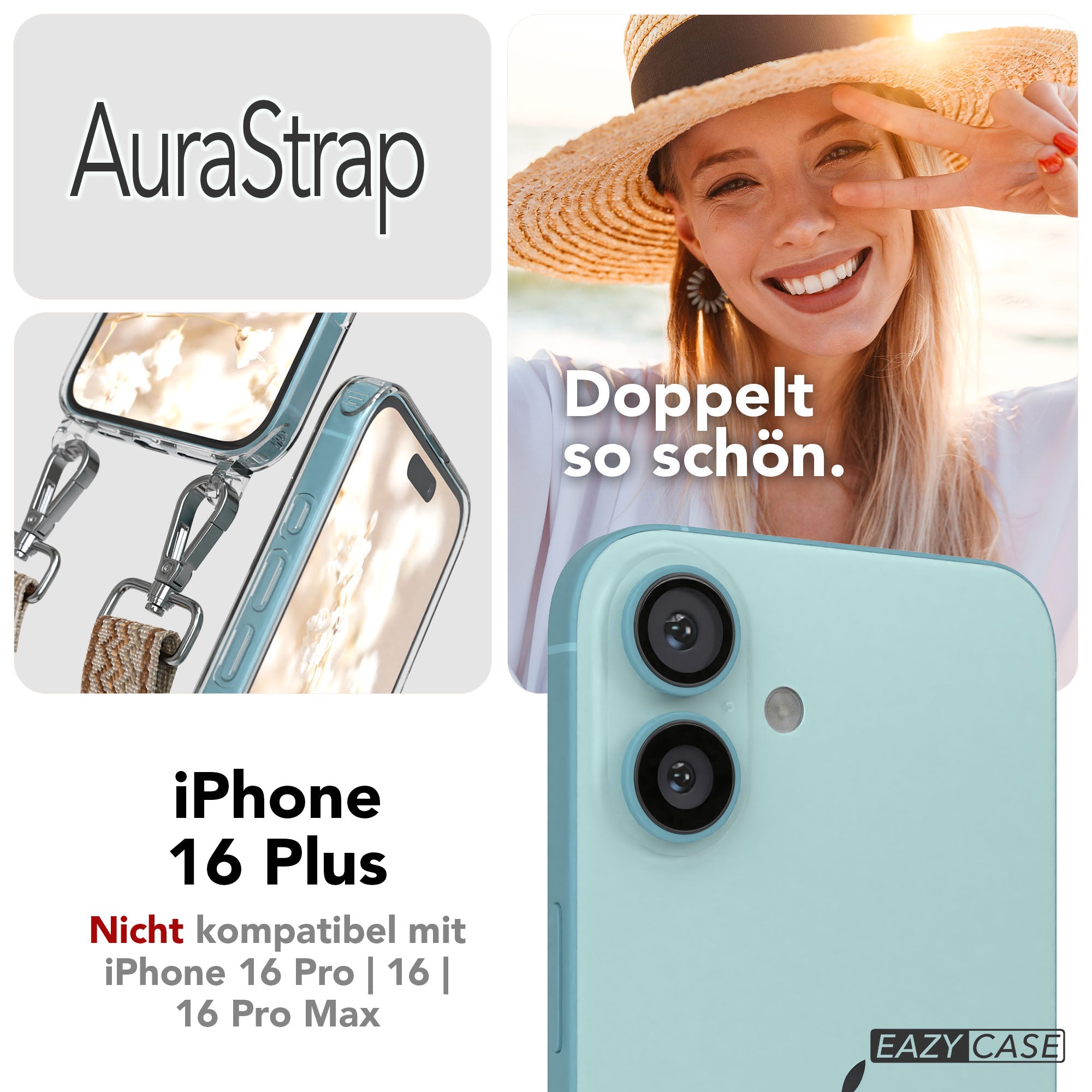 iPhone 16 Plus MagSafe Handykette mit Boho Band Set EAZY CASE 