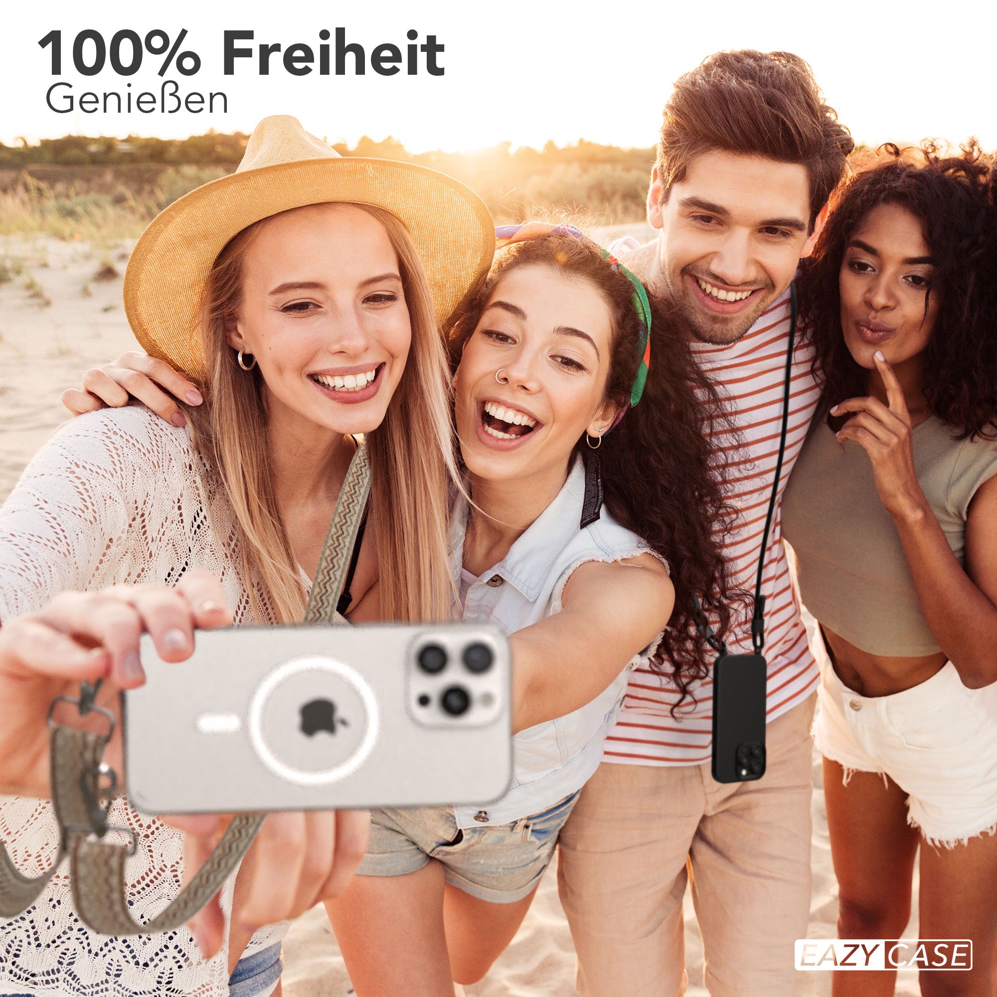 iPhone 16 Pro Max Handykette mit MagSafe Boho Band verstellbar 